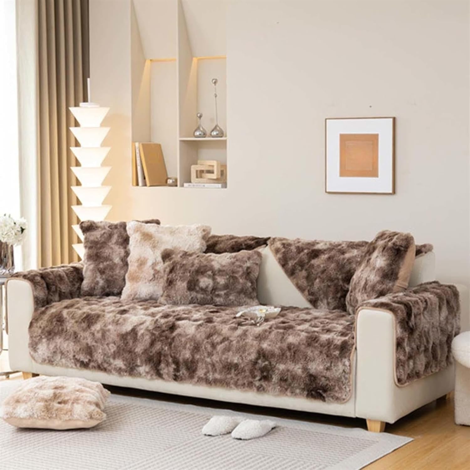 Couch Cover Sectional L Shape Slipcover Velvet Plush Sofa Slipcover Corner 3/2/1/4 Seater Non-Slip - Furniture Protector Sofa Covers for Cushion Couch Loveseat Recliner Armrest Backrest ( Color : @8 ,