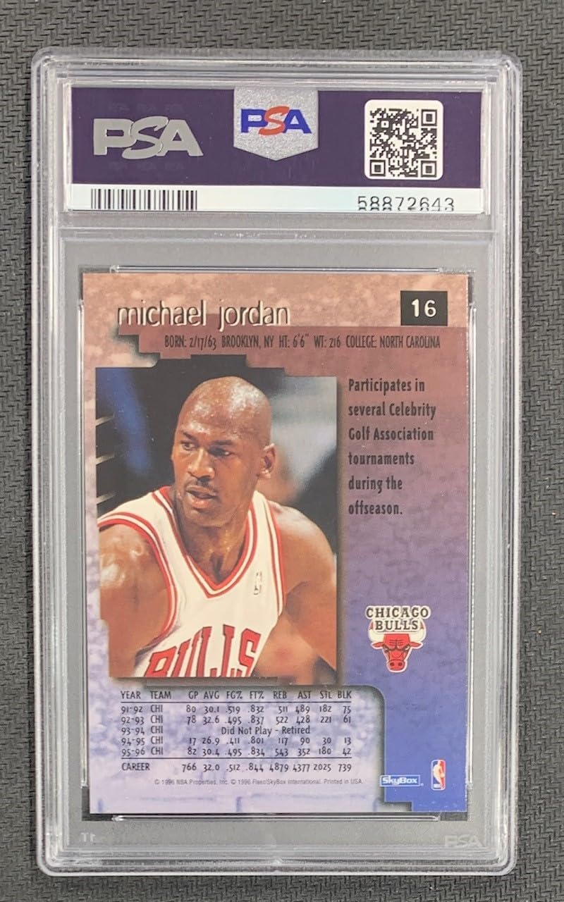 Michael Jordan 1996 Skybox Premium Basketball Card #16 Graded PSA 9