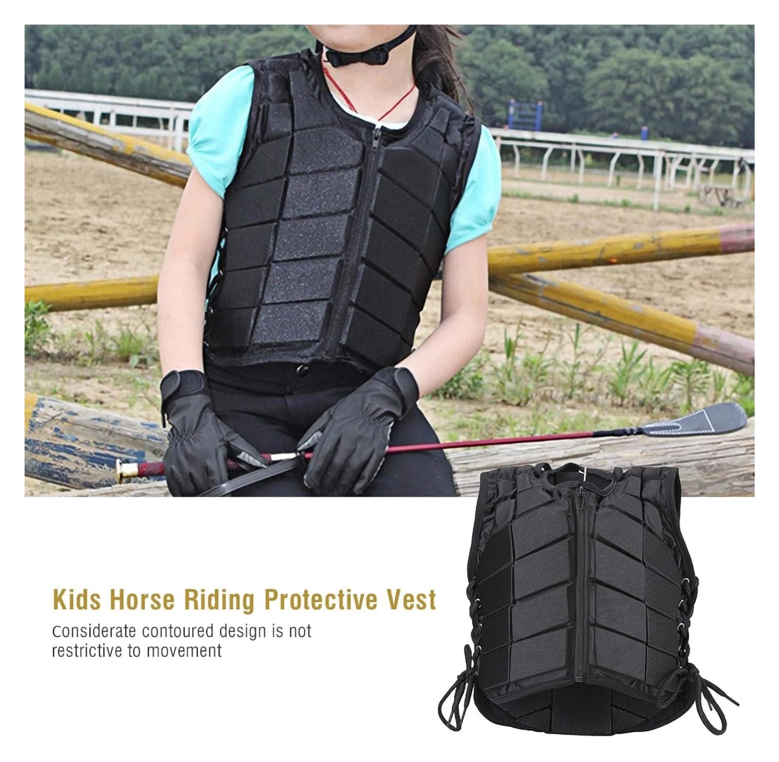 Ecuestres chaqueta protectora chaleco， Chaleco de seguridad acolchado y protector for entrenamiento de equitación, cómodo y adecuado for niños y niñas(CS)