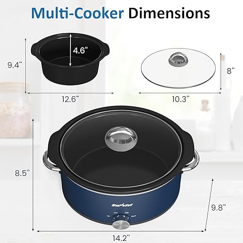 Miniatura 7 de Olla de cocción lenta de 3 cuartos de galón, olla pequeña con 3 ajustes de calefacción y olla de cerámica extraíble, mini calentador de alimentos