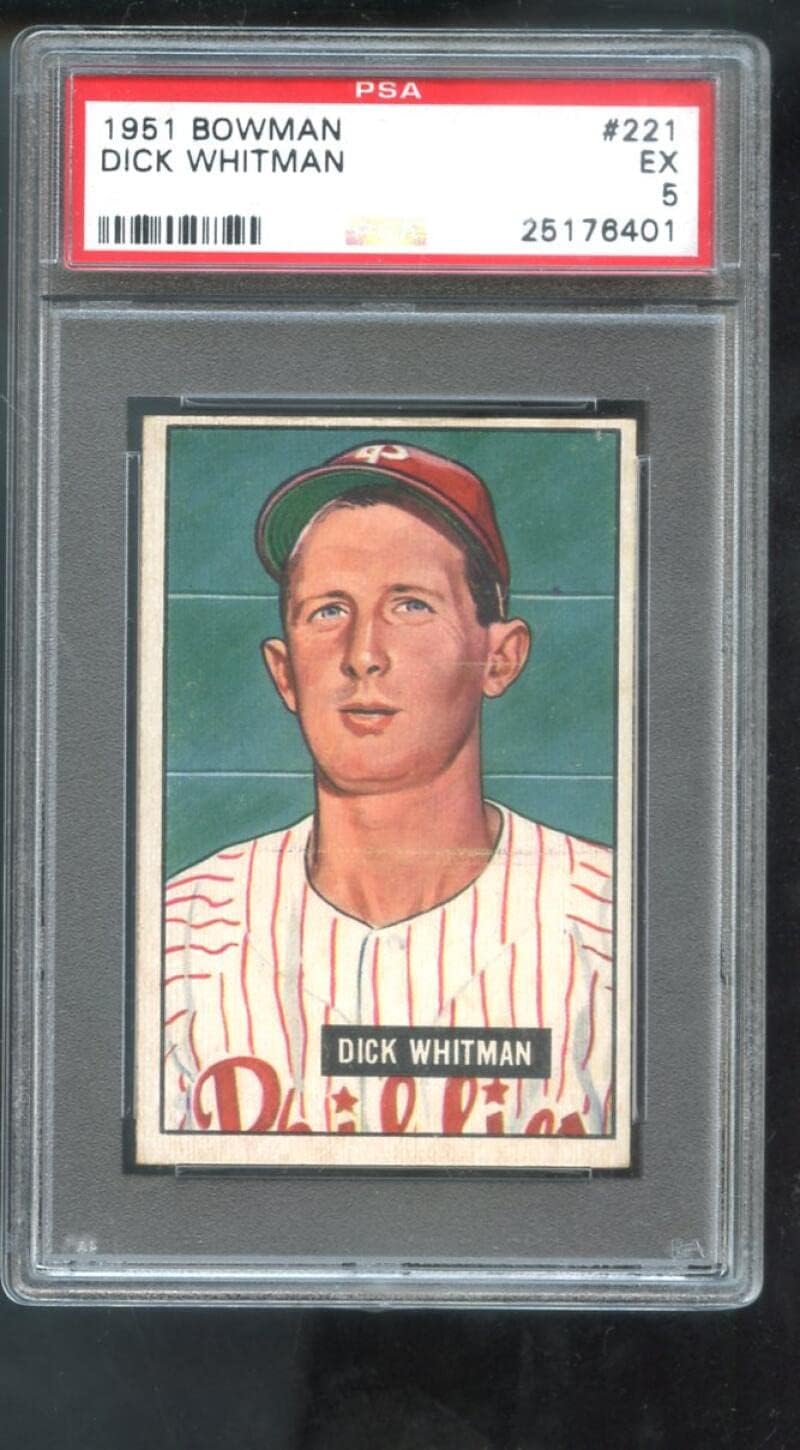 1951 Bowman #221 Dick Whitman PSA 5 Graded Baseball Card Philadelphia Phillies
