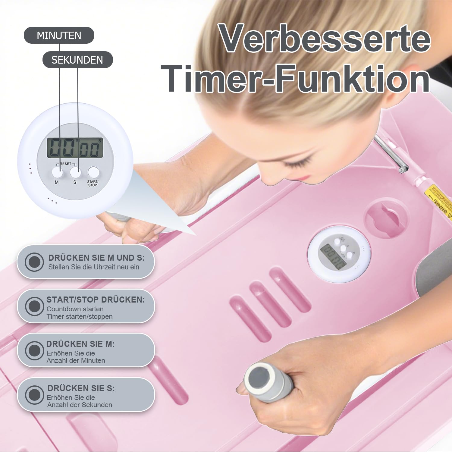 Pilates Board Set für zuhause - Faltbarer Reformer Pilates Maschine, Mini Pilates Reformer Board, Reformer für Pilates Premium - inkl. Timer, Widerstandsbänder, Griffe(New Version)