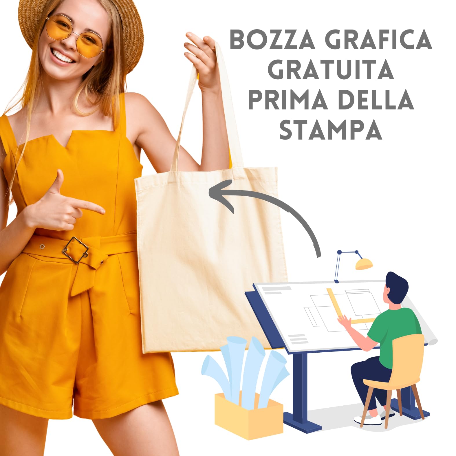 Stock 50 Shopper Personalizzate 38x42 Pubblicitarie, Borse Gadget Aziendali Personalizzate in Cotone e Juta Naturale con Logo, Buste Shopping Bag per Omaggi a Clienti PG244