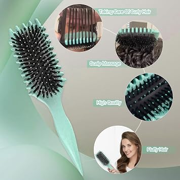 Bounce Curl Define Styling Brush, Curly Hair Brush, Wet Dry Detangler Hair Brush, Essential Tool for Shaping and Styling Curls, Achieve Perfectly Defined Curls A