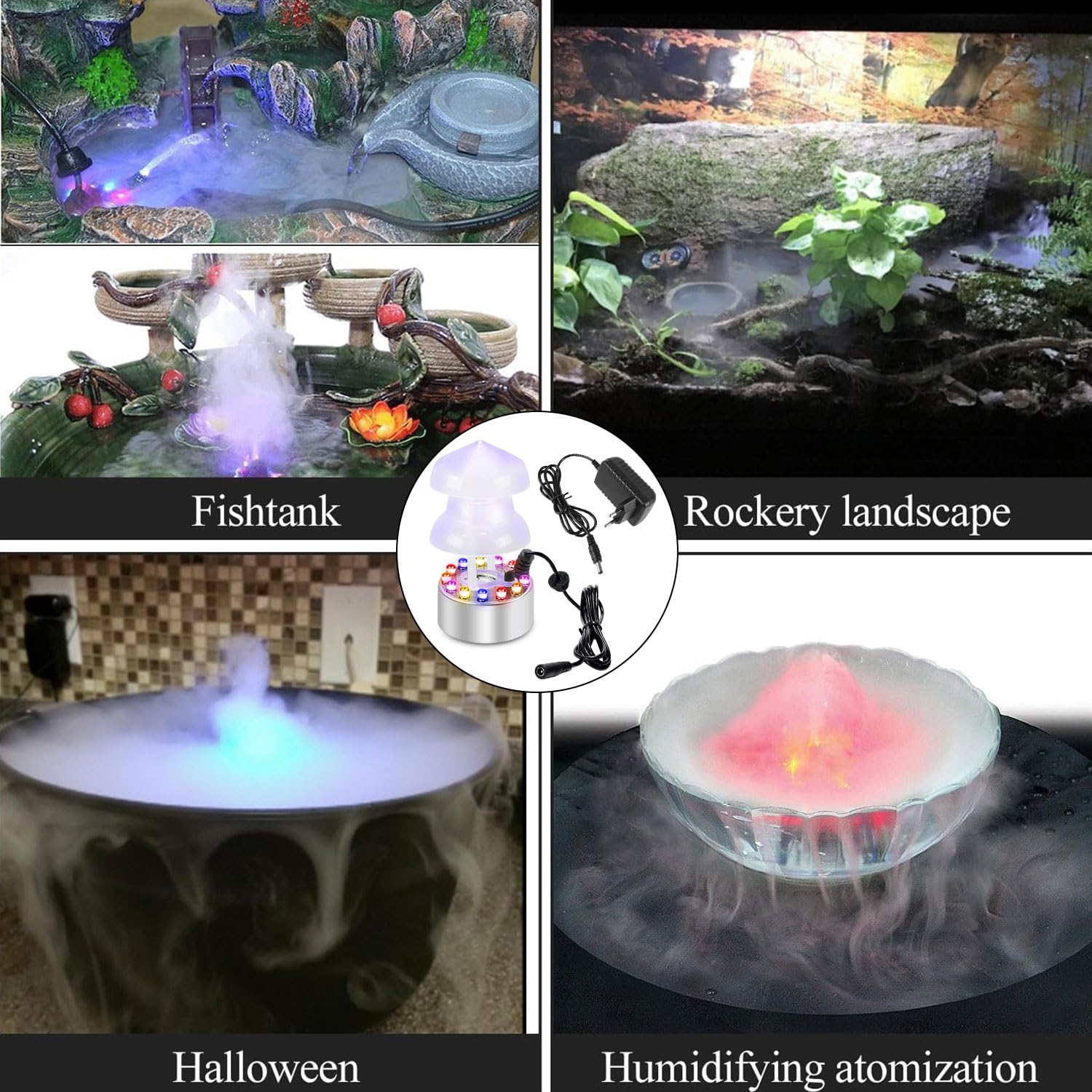 Sunshine smile Ultrasonic Fog Maker, nebulizzatore a ultrasuoni per Halloween, mini macchina per nebbia, per Halloween Pumpkin e strega, nebulizzatore in metallo, produttore di nebbia