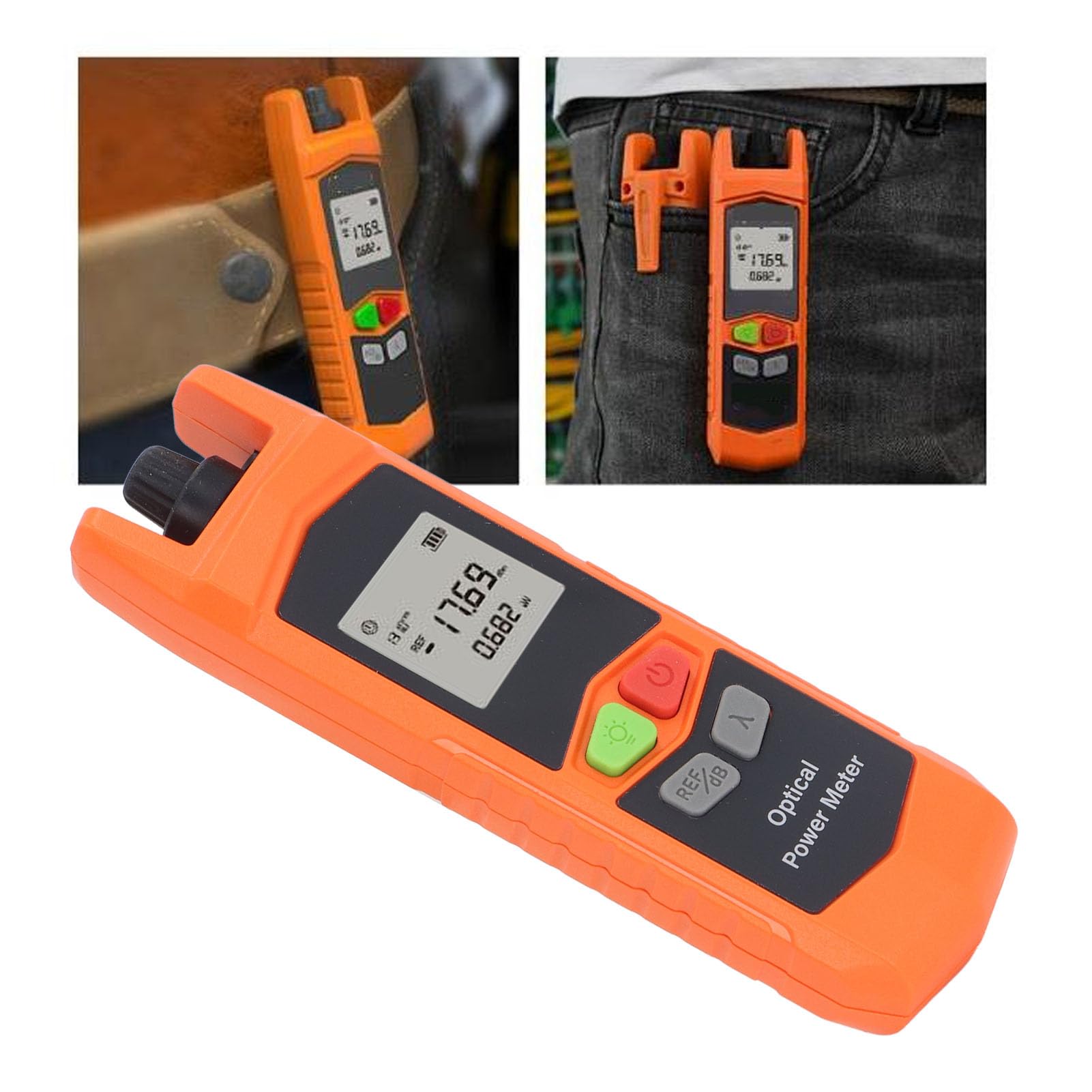Denash Glasfaser-Leistungsmesser, Hochpräziser Glasfaserkabeltester mit LED-Licht, Schnelle Reaktion, Tragbar mit 2,5-mm-Universalschnittstelle, für FC SC ST Universalschnittstelle