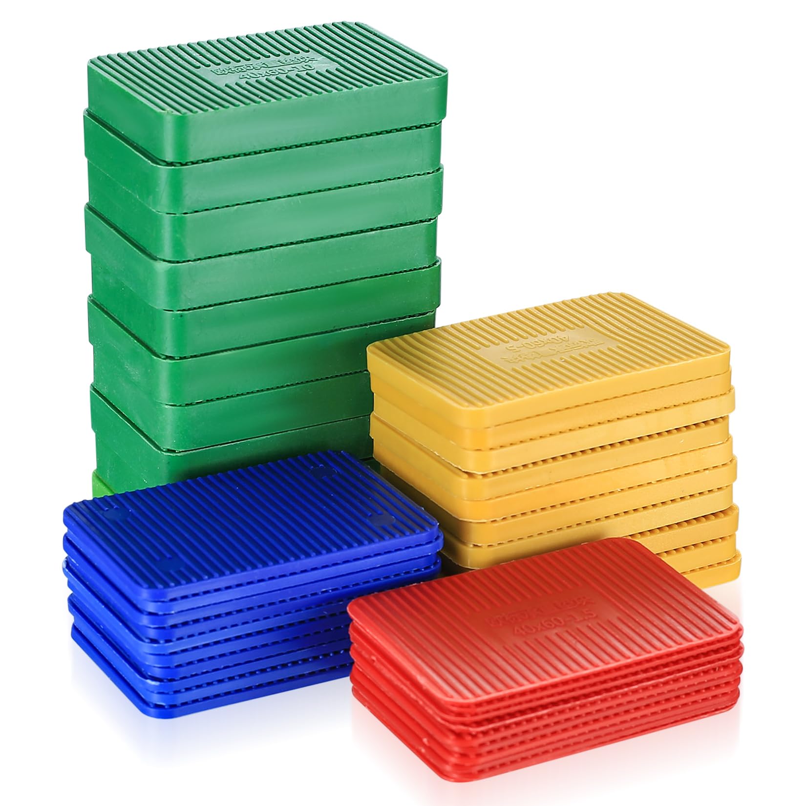 40 Pz Spessori in Plastica, Piatti in Plastica, Squadrette Angolari, Distanziali Distanziatori per Piastrelle, Imballatori per Allineare Finestre in Vetro, 40x60 mm, 1,5mm 3mm 5mm 10mm