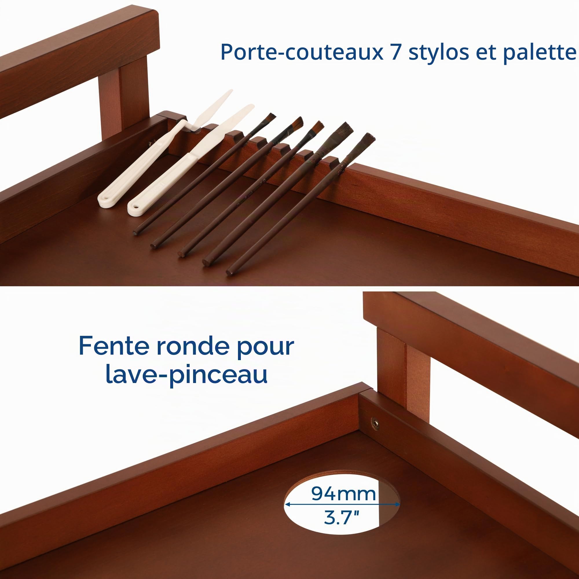 VISWIN 93cmH Art Cart Organisateur de Stockage À 3 Niveaux, Chariot Utilitaire Rotatif en Bois de Hêtre Massif avec roulettes, Chariot Multifonctionnel pour Étude, Salle de Classe et Cuisine