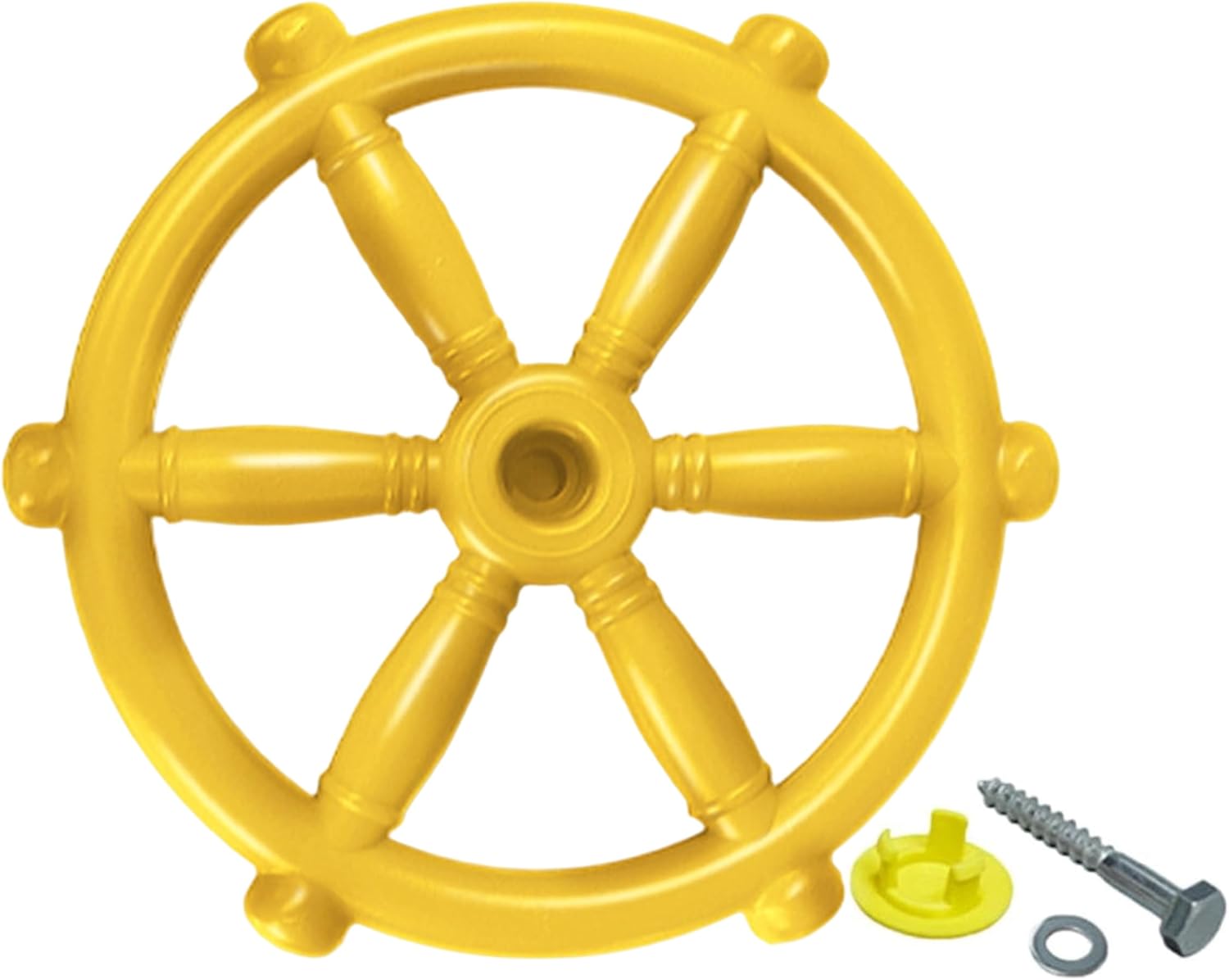 Toy Steering Wheel Safe Smooth Plastic Ship Part for Stroller & Playground, 12 Inch, Yellow Toy Steering Wheel