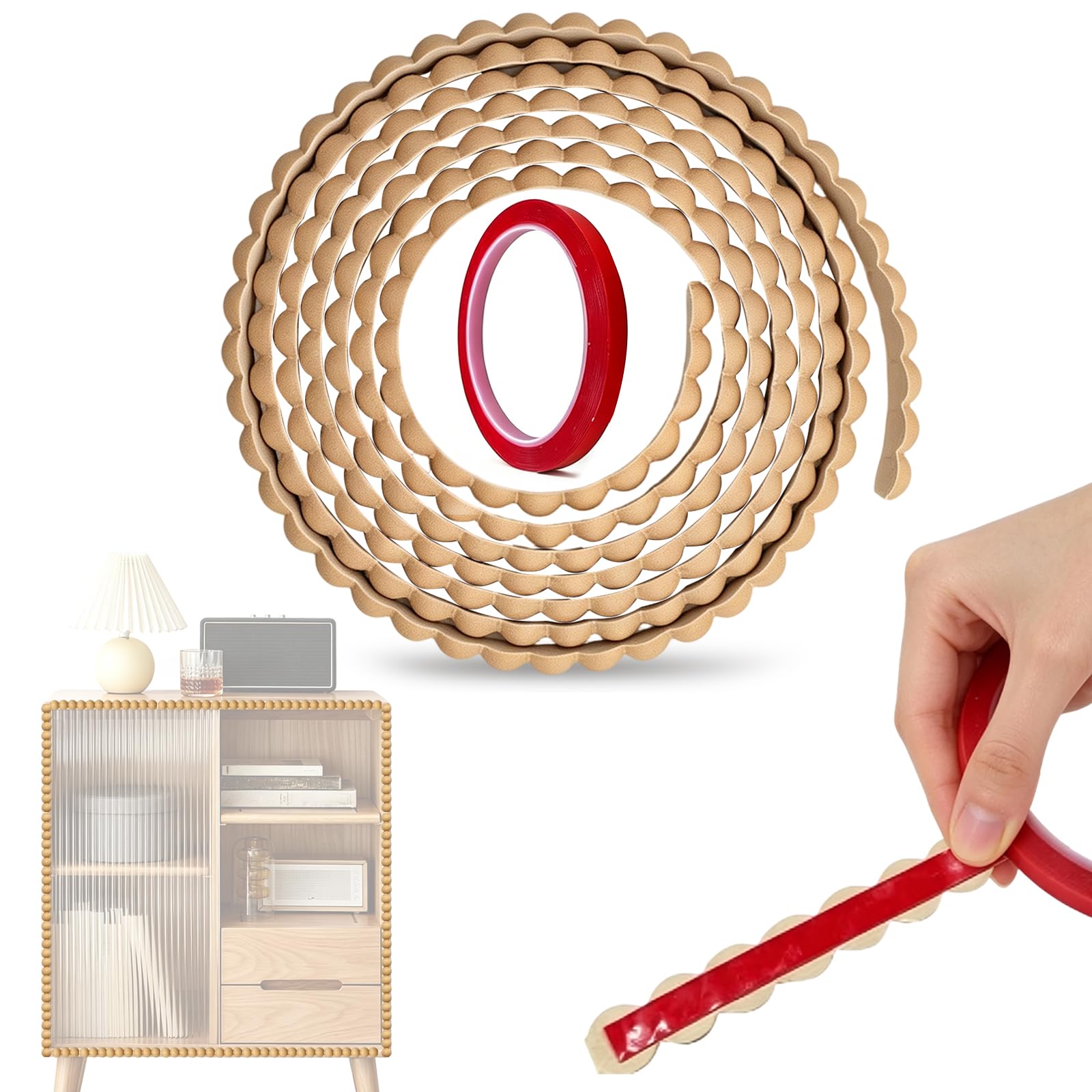 9.84FT Wood Beading Trim Flexible Molding Trim 15mm Decorative Beaded Wood Trims Peel and Stick Wall Trims Easy to Paint for Mirror Frame Backsplash Wall Door Cabinet Dresser Shelf