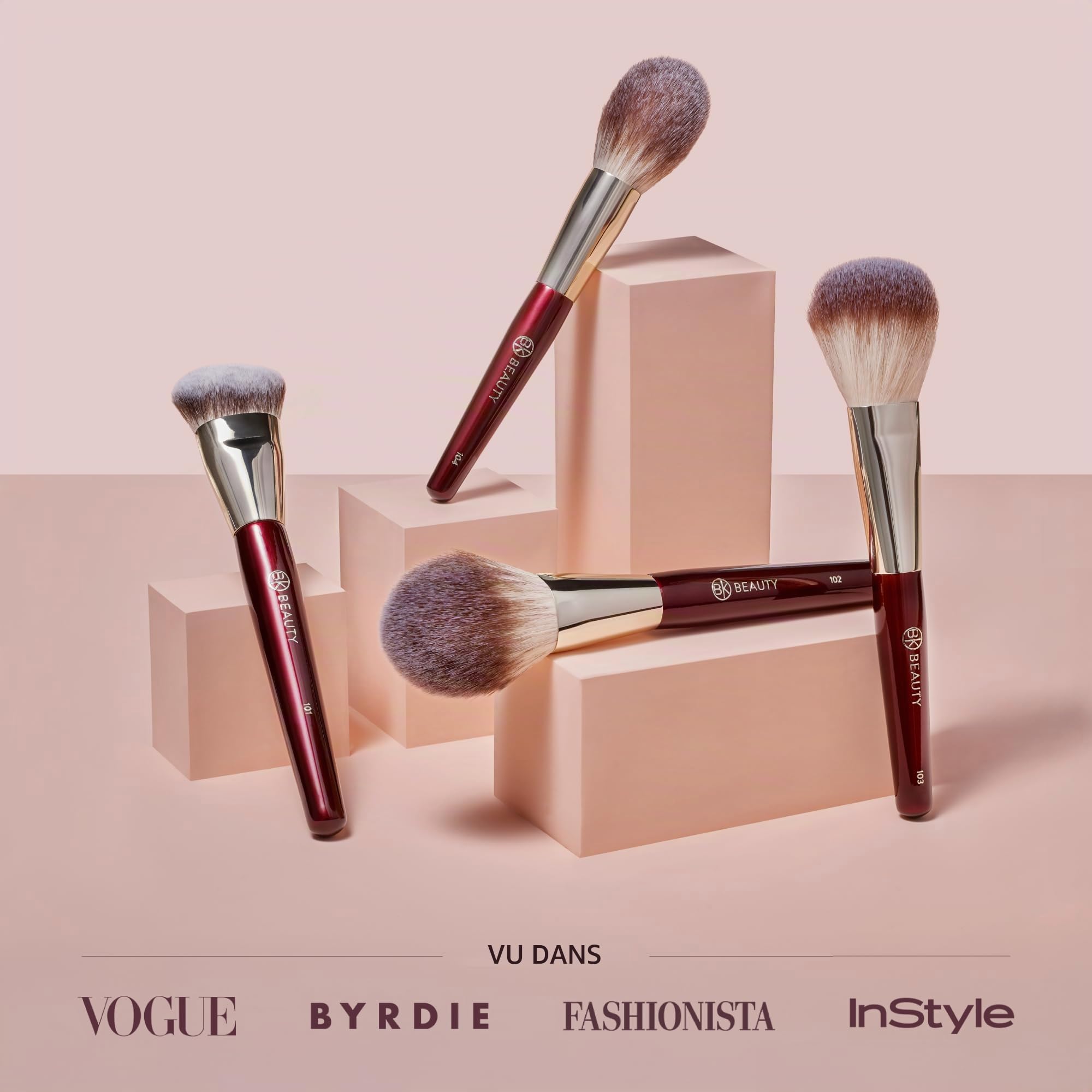 BK BEAUTY Essentials Lot de 4 pinceaux de maquillage pour le visage 100% sans cruauté envers les animaux, végétaliens, doux avec 4 pinceaux pour le visage