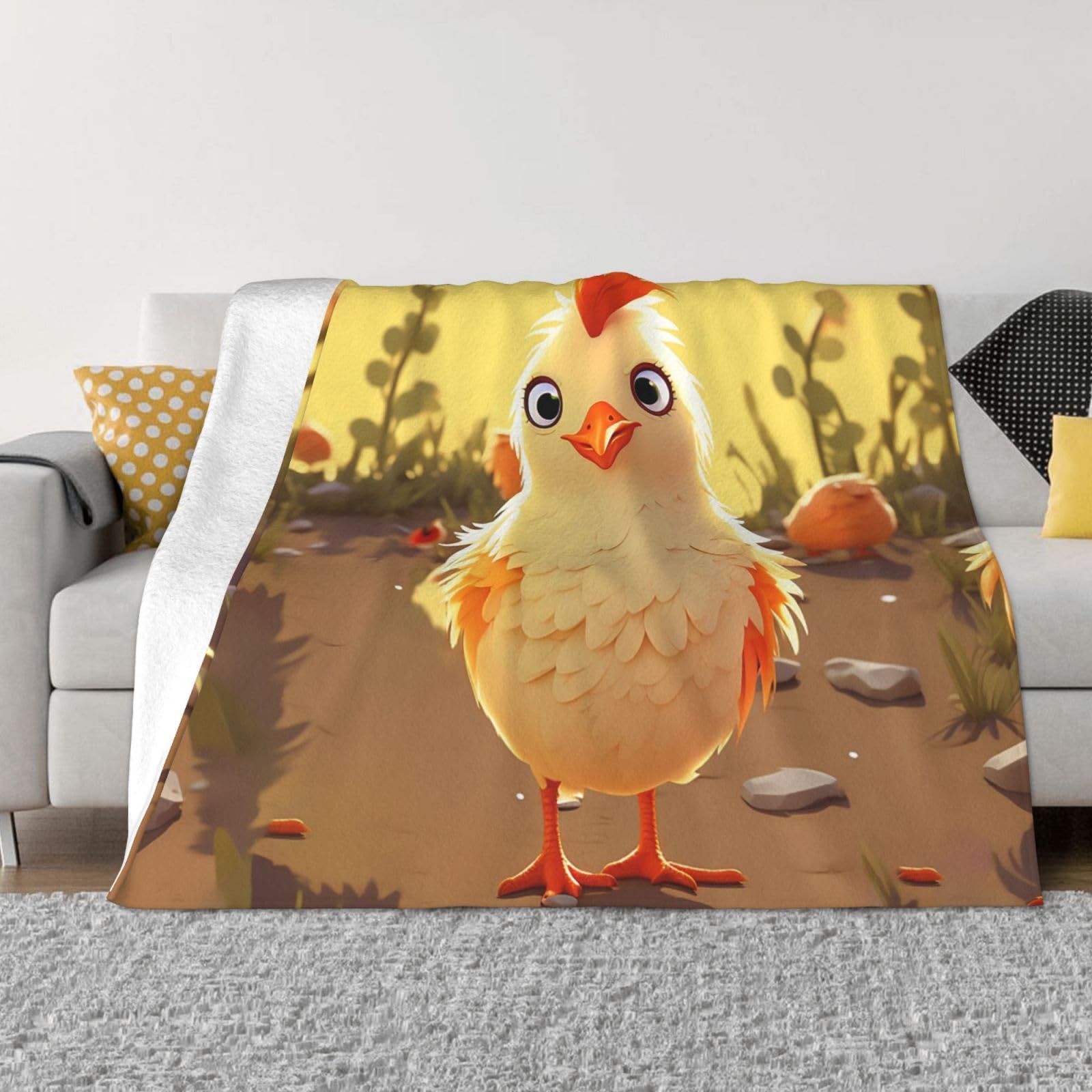 KLOPH Chicken Chick Throw Blanket 40"x30" Flannel Fluffy Warm Blanket for Couch, Reversible Plush Blankets for Bed, Comfy Fuzzy Blanket for Sofa, Plush Lightweight-Blankets for All Season