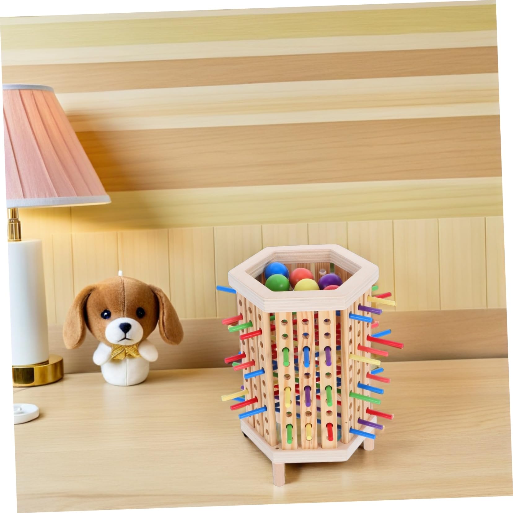 Montessori de Tablero de Madera con Palitos Coloridos Apilables Juguetes Educativos para Desarrollo Cognitivo y Habilidades Motoras para Niñas Aprendizaje de Matemáticas
