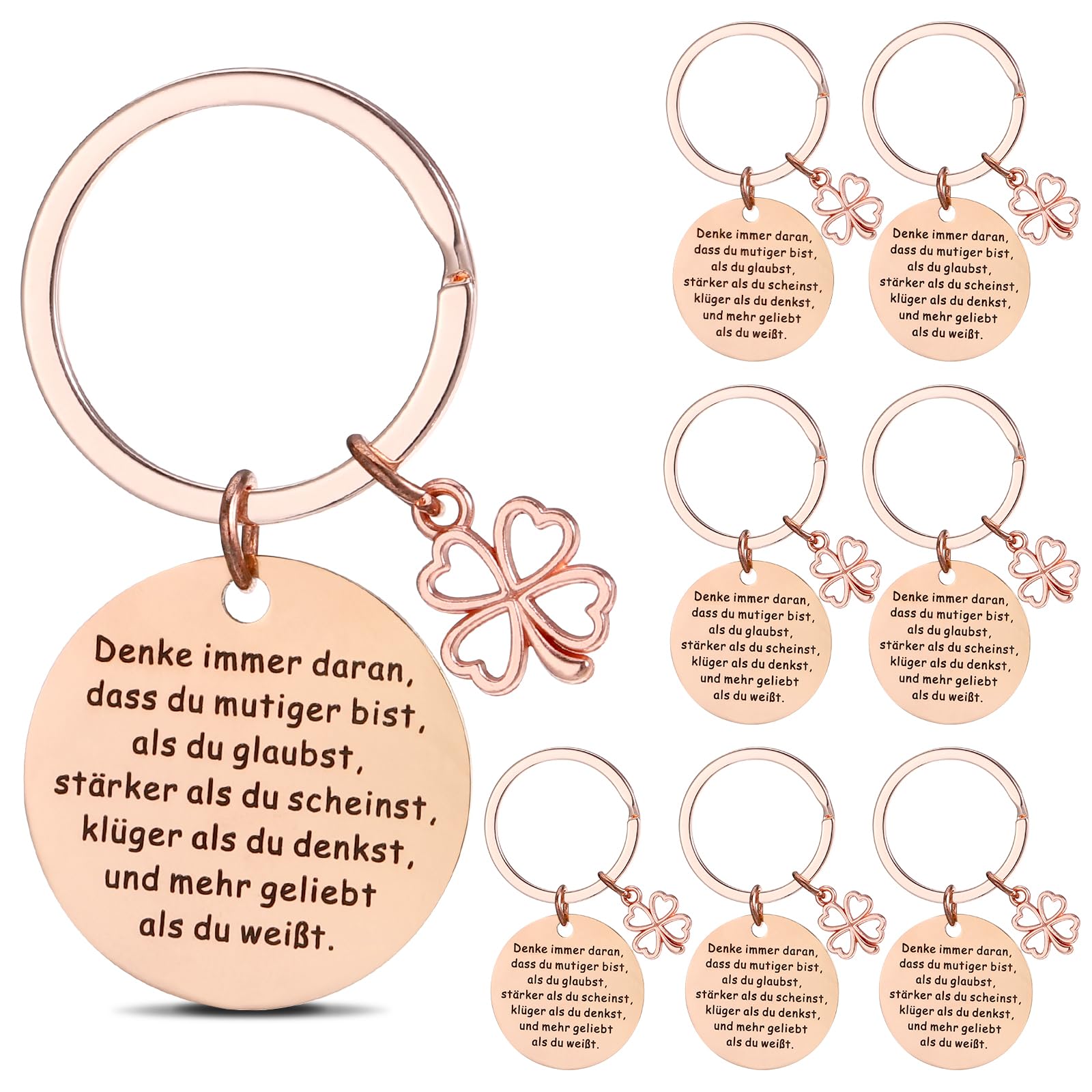 Zocipro 8/16 portachiavi portafortuna, regalo di ringraziamento, regalo motivazionale, regalo per donne, fidanzate, colleghi, compleanni, regali di Natale, oro rosa, Taglia unica