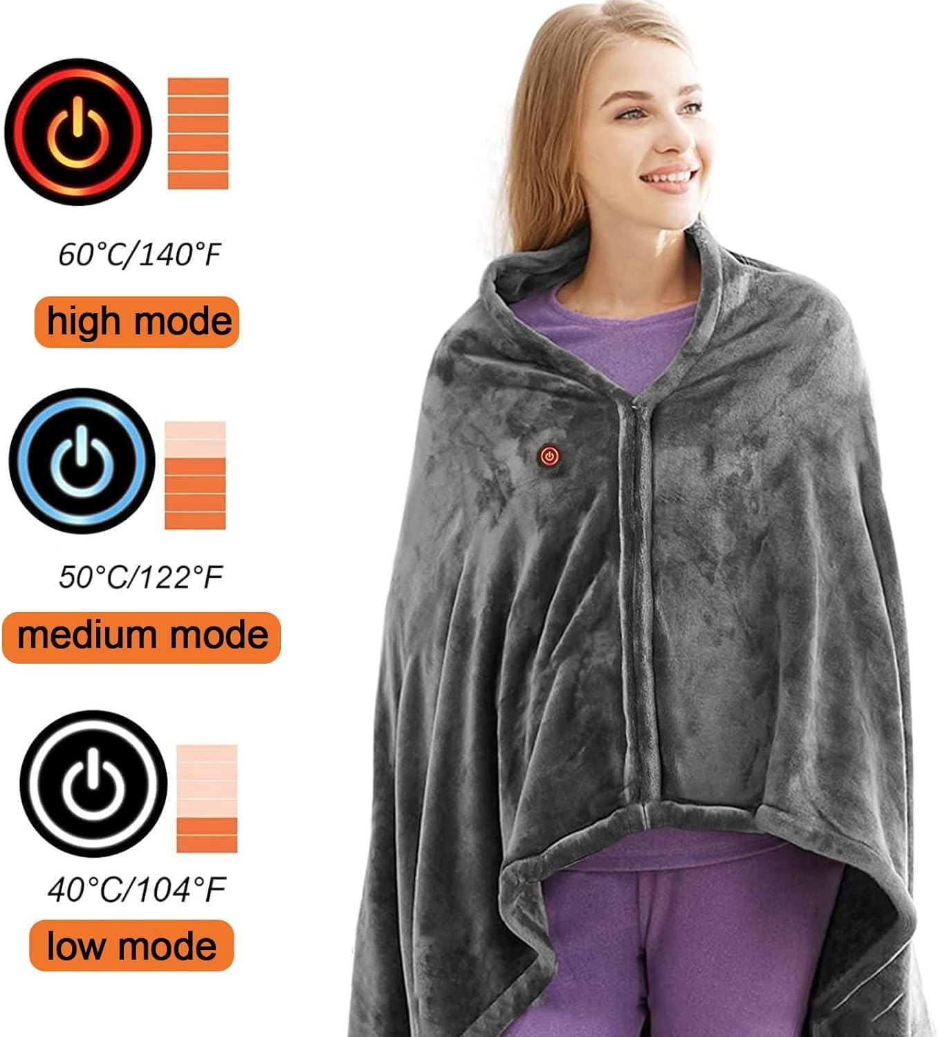 FLIPXEN Electric Blankets USB Portable Heated Blanket Shawl