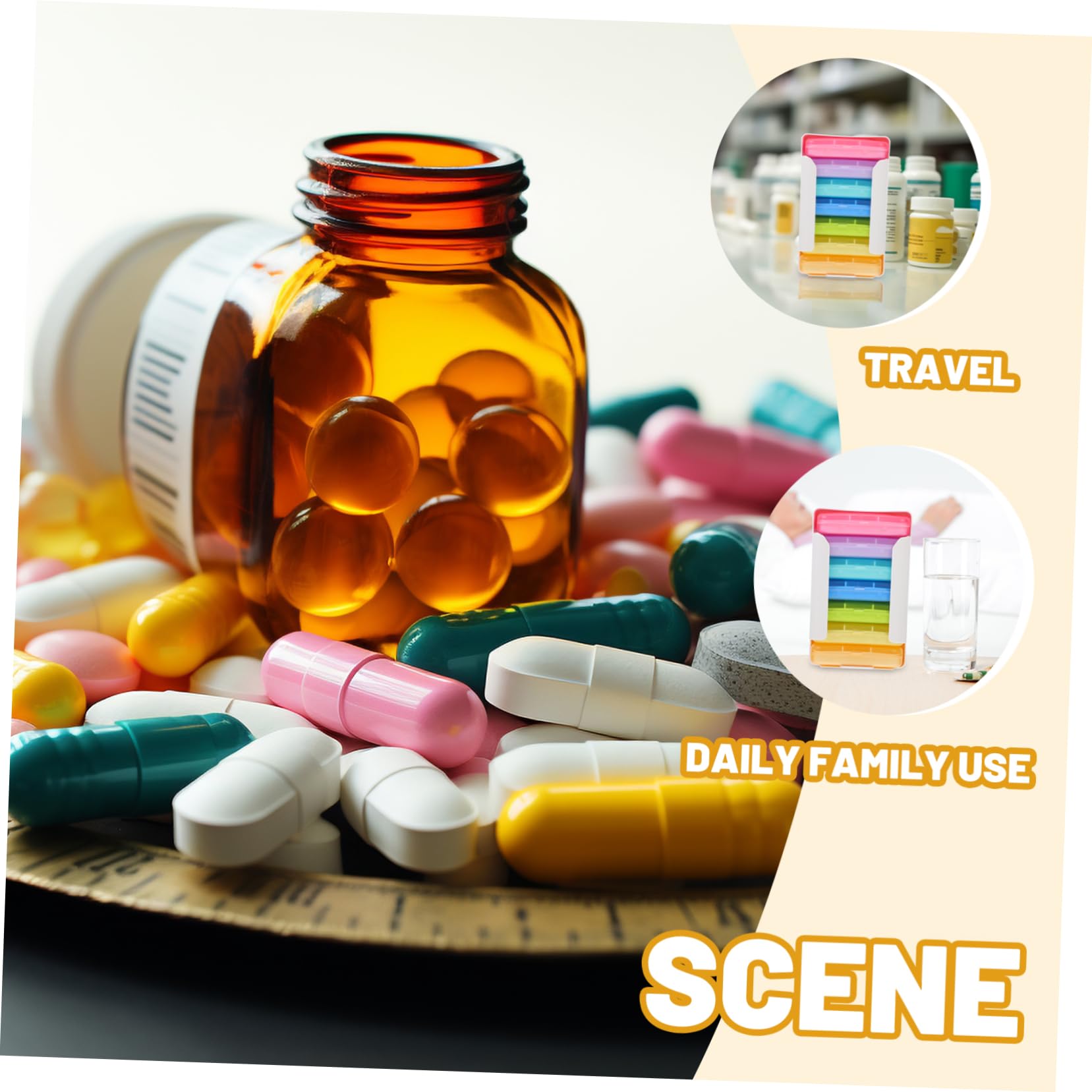 MAGICLULU Boîte à Pilules Hebdomadaire Portable Pour Voyages Distributeur De Médicaments Avec Compartiments Séparés Par Aimant