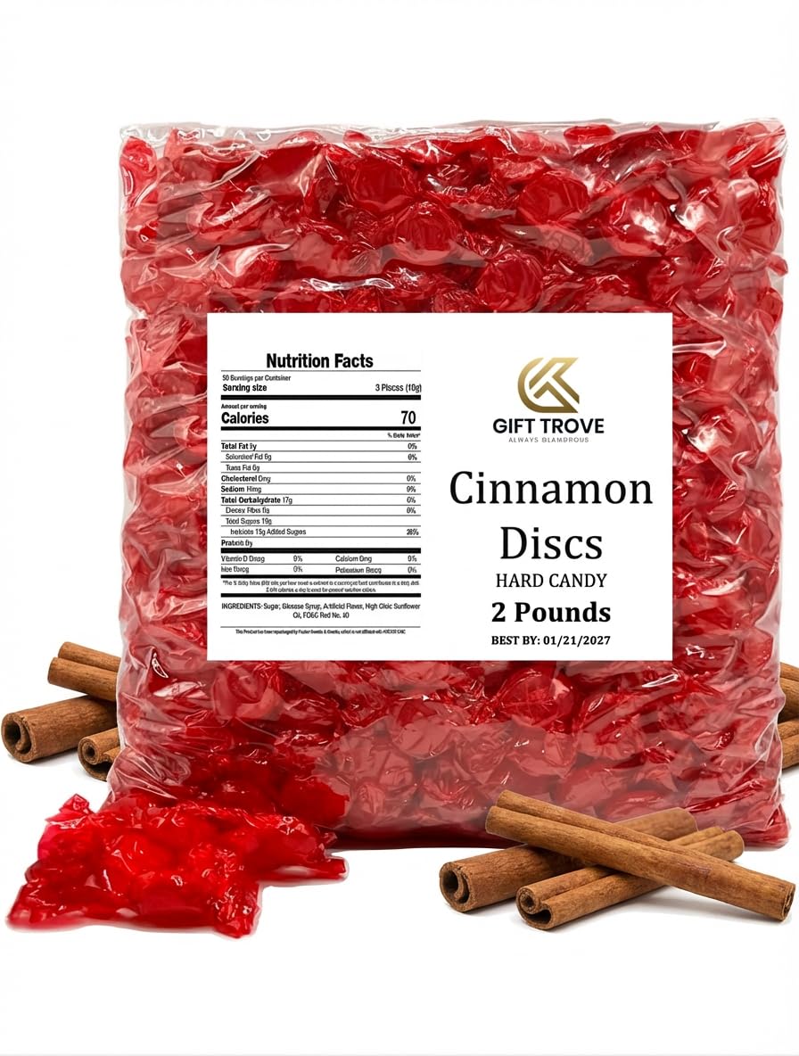 Premium Hard Candy Disc, Individually Wrapped, Holiday Fiery Candy. (5 Pounds, Peppermint)