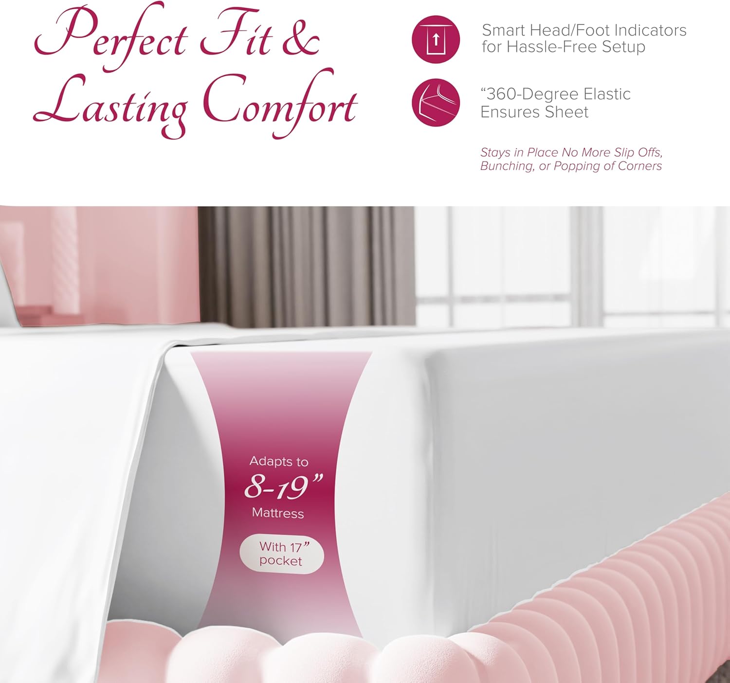 Carressa Linen 100% Egyptian Cotton Queen Sheet Set - Luxury 1200 High Thread Count Egyptian Cotton Sheets Queen Size (4 PC, White), Silky Soft, Cooling, 17" Deep Pocket Sateen Weave Hotel Bedding - Image 5