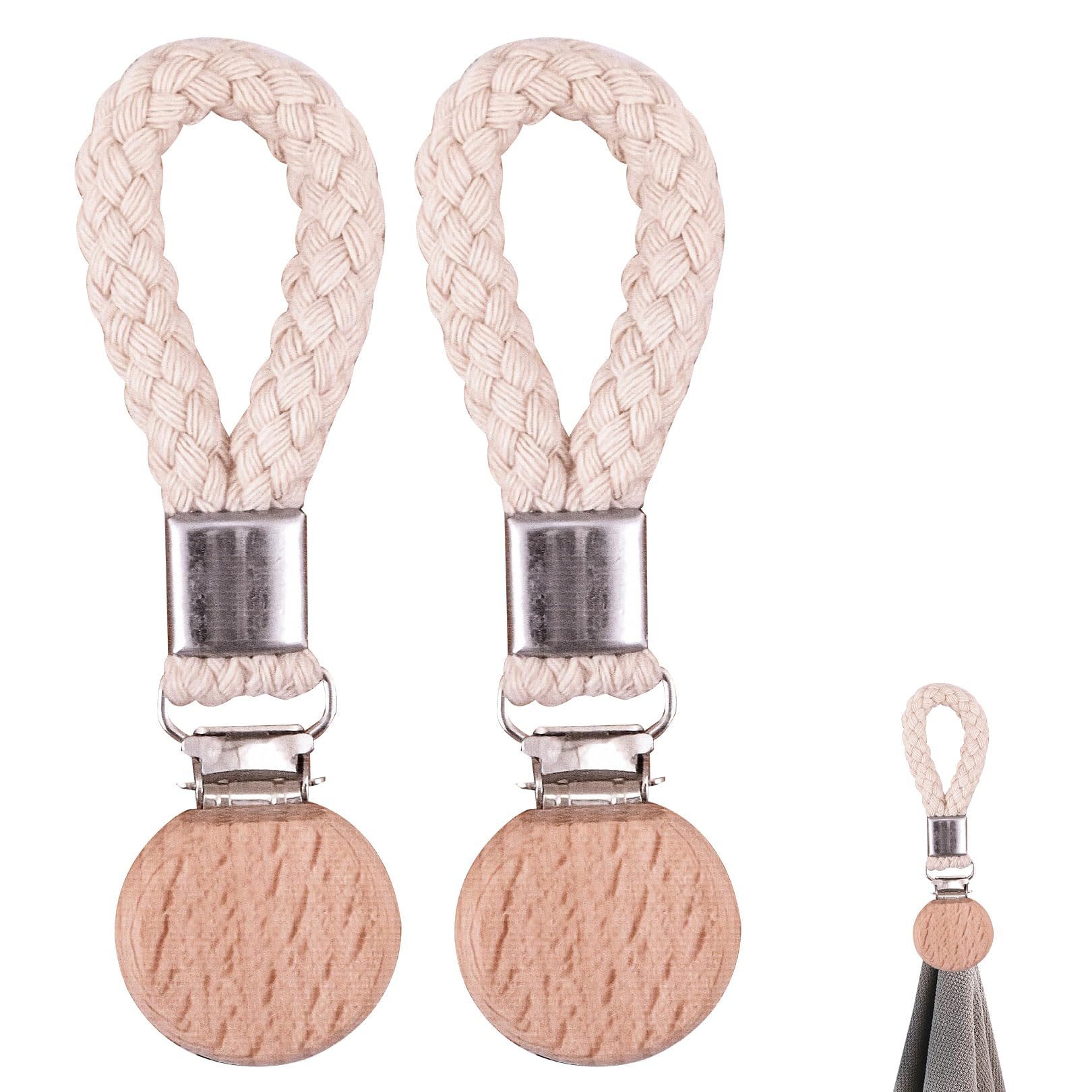 Besmrpg Beige 2Pcs Hanging Tea Towels Clips,Towel Tea Clips With Hanging Loop, Beach Towel,Hand Towels Kitchen Tea Towel Holders Hanging Clips Cloth Storage,Metal Tea Towel Hooks For Bathroom Cupboards
