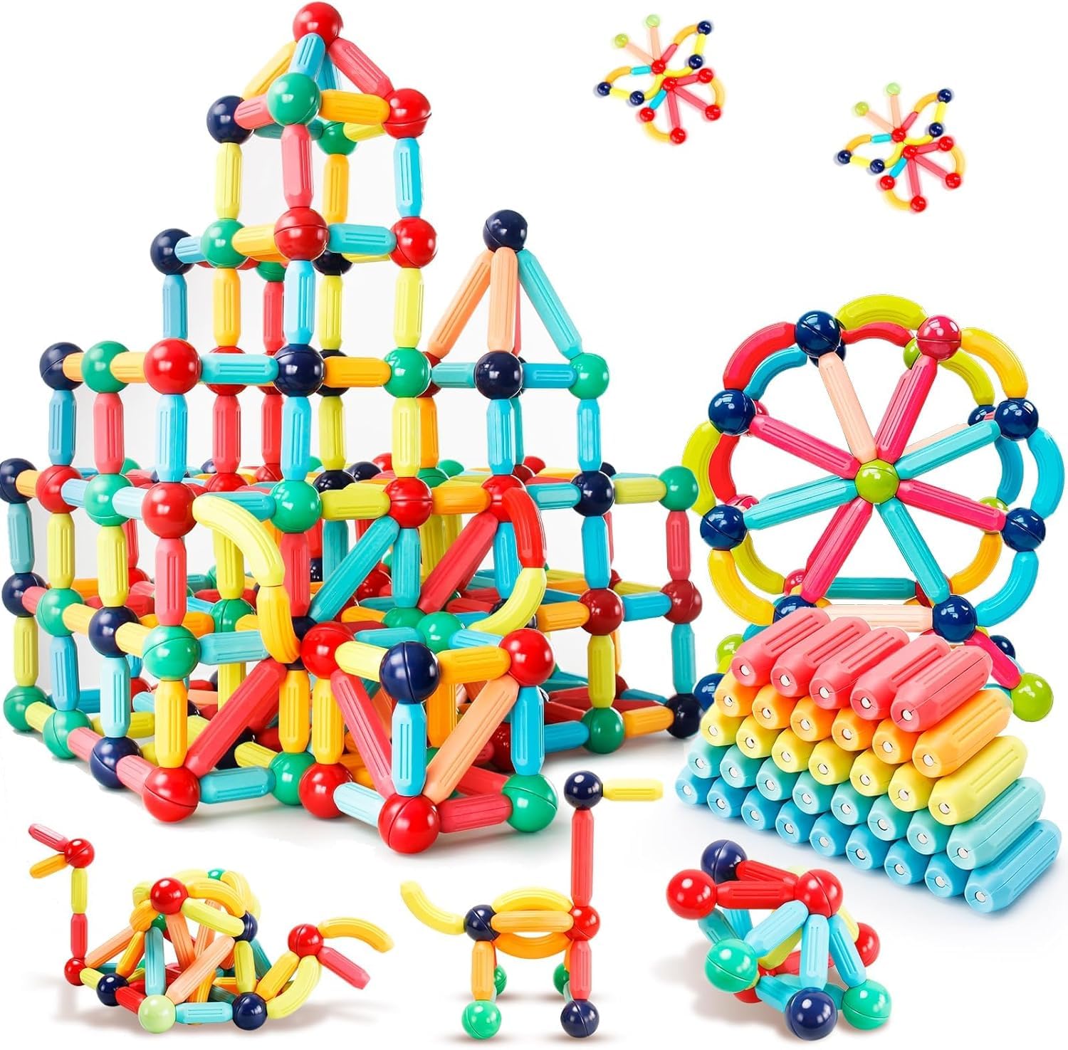 Okean® Magnetic Building Sticks Blocks Kids Toys, Stem Educational Construction Montessori Toys 3 4 5 6 8 Year Old Girls and Boys Gifts for Festival Birthday,Preschool Tinker Counting Toddler Toys (B0DBDM3ZT5) Amazon Price History, Amazon Price Tracker