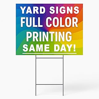 Custom Full-Color SmartFlute Yard Signs Double-Sided Plastic with Metal Sign-Stakes for Marketing Political Campaigns Business Arts 'n Crafts Events Real Estate and More!