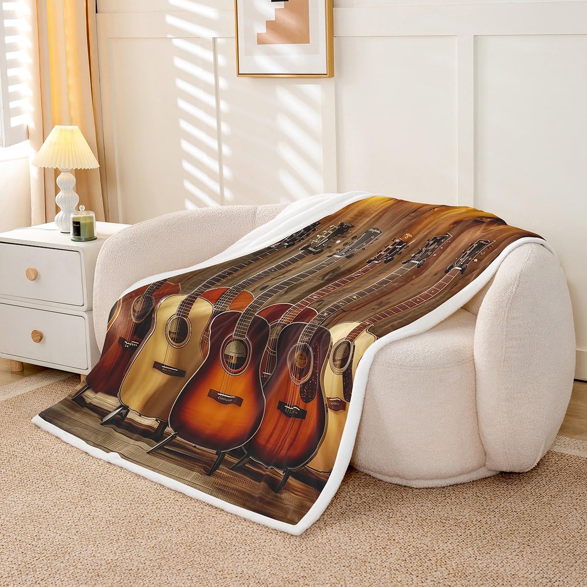 Coperta In Pile Con Stampa Chitarra Rock, Dimensioni 152x200 Cm, Morbida E Calda, Per Divano E Letto - 2