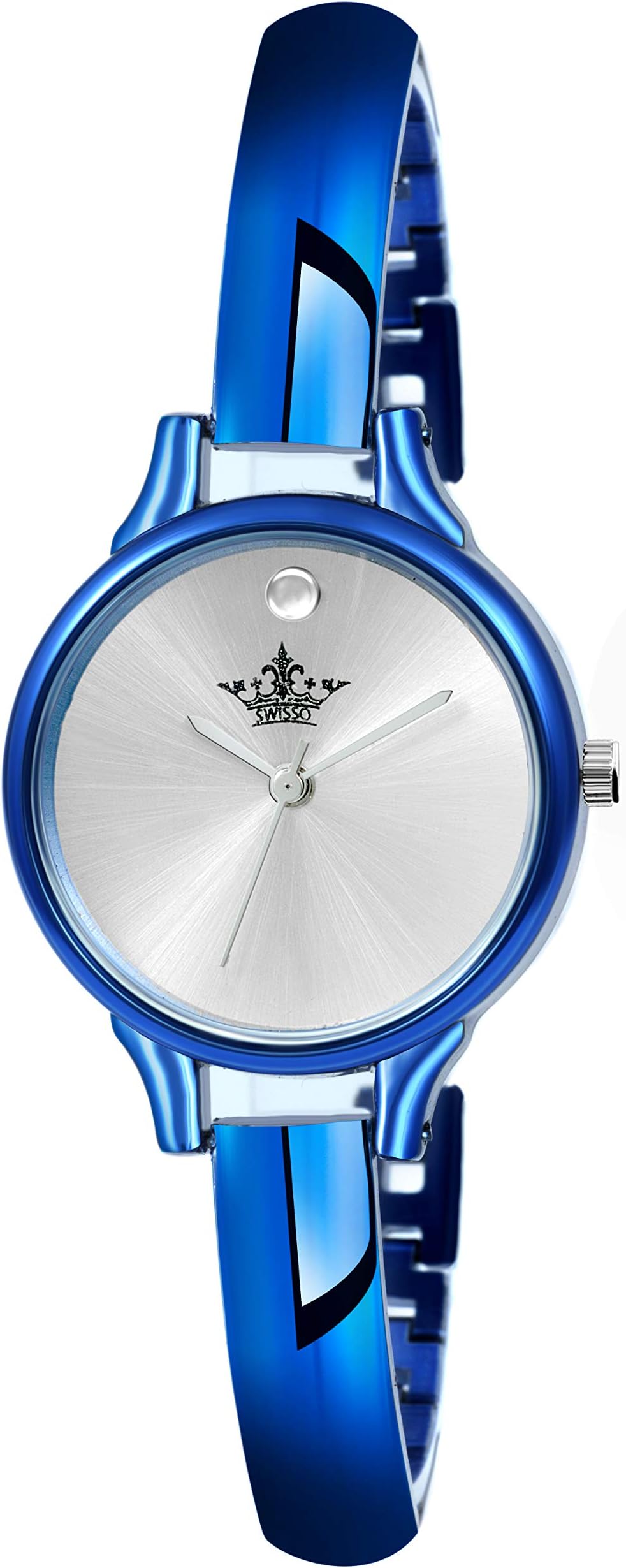 Swisso Analogue Women's Watch (Silver Dial Blue Colored Strap)