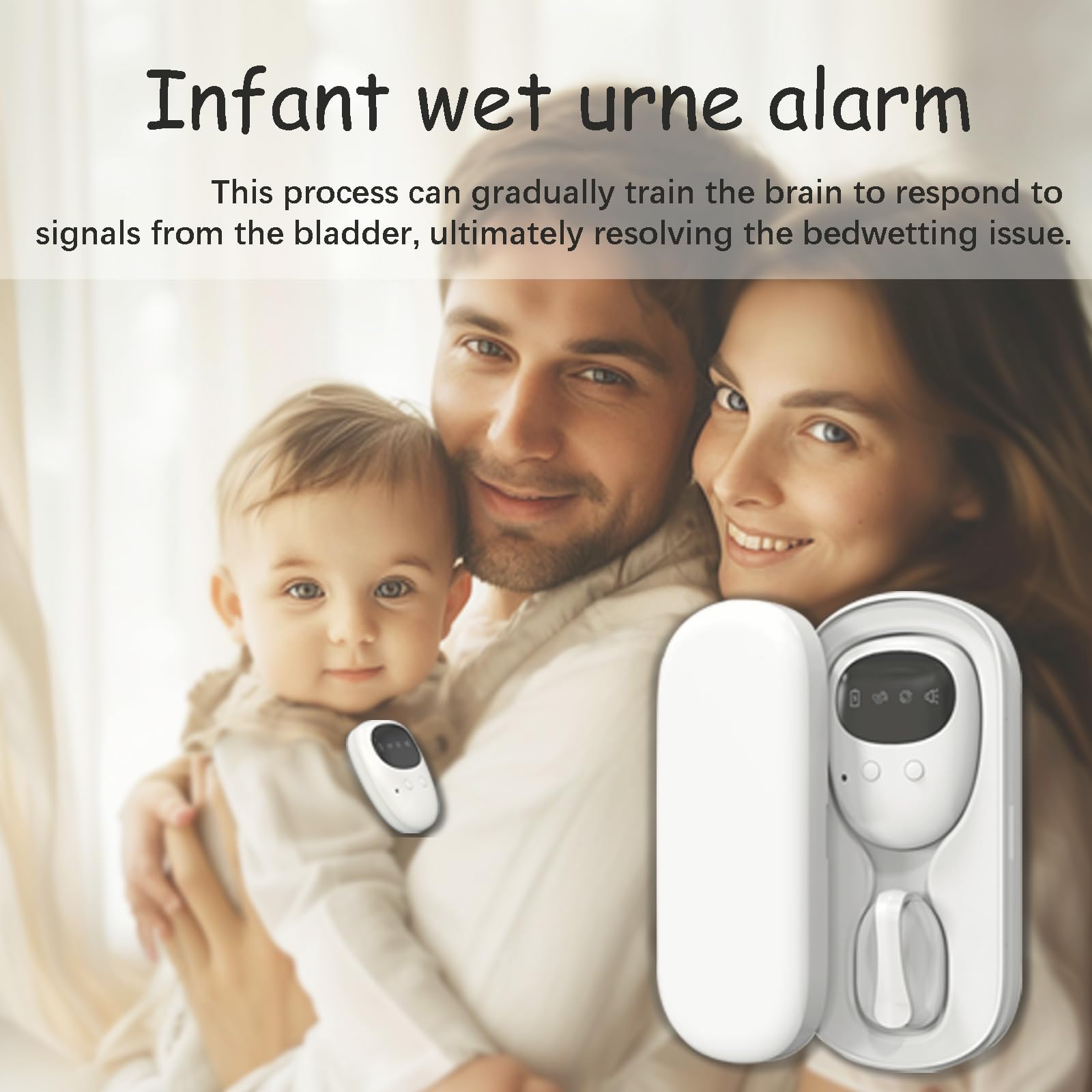 Bed Wetting Alarm Drahtloser Bettnässigkeitsalarm für Kinder - USB - aufladbar, 3 Modi, weißer Design für ein stressfreies Toilettentraining