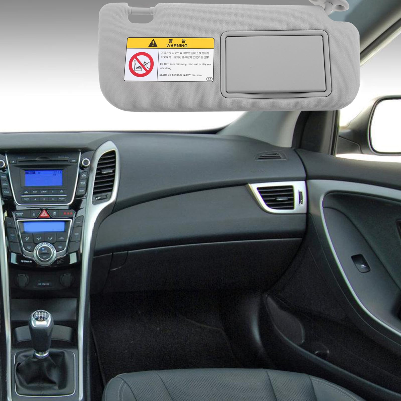 Generico Aletta Parasole per Auto Destra con Specchio in Pvc e Abs, Parasole Interno Pratico per Veicolo, per Viaggi e Comfort Migliorato