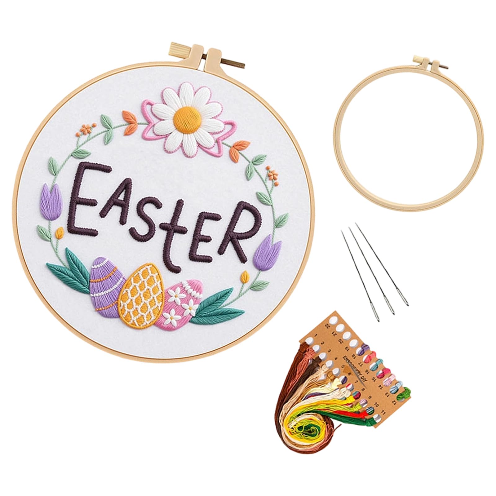 ordinarYone Easter Theme Embroidery Set with Stitching Hoop and Instructions Beginner Embroidery Craft Set for Holiday Giving