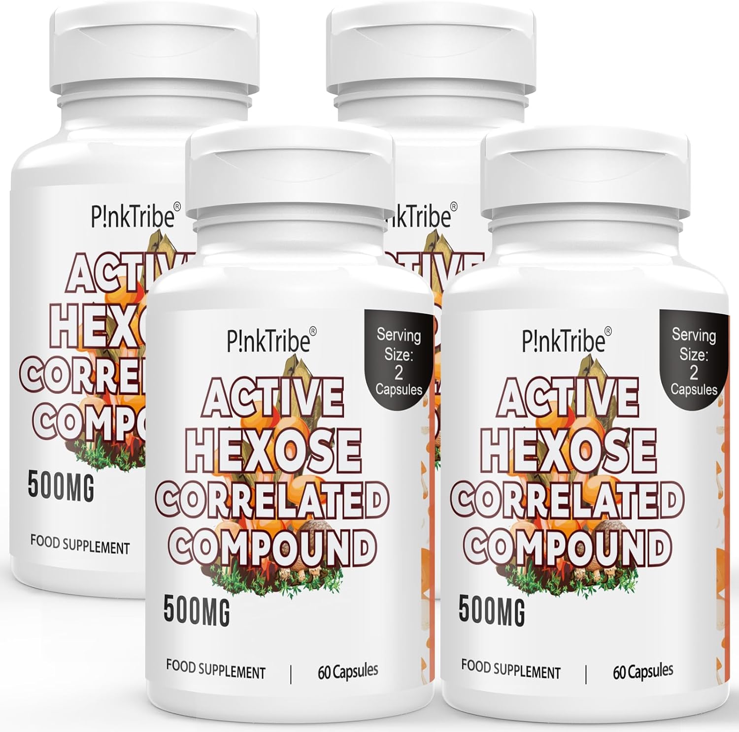 Active Hexose Correlated Compound 500mg – Supports Immune Health, Liver Function & T-Cell/Natural Killer Cell Activity – 240 Veggie Capsules (Pack of 4)