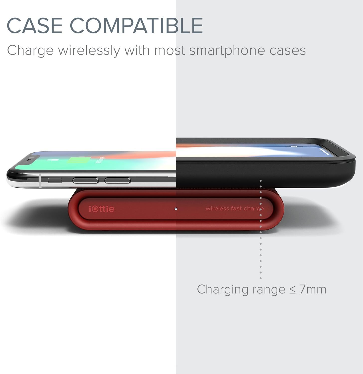 iOttie iON Wireless Mini Fast Charging Pad || Qi-Certified Charger 7.5W for iPhone XS Max R 8 Plus 10W for Samsung Galaxy S10 E S9 S8 Plus Edge, Note 9 | Includes USB C Cable & AC Adapter | Ruby