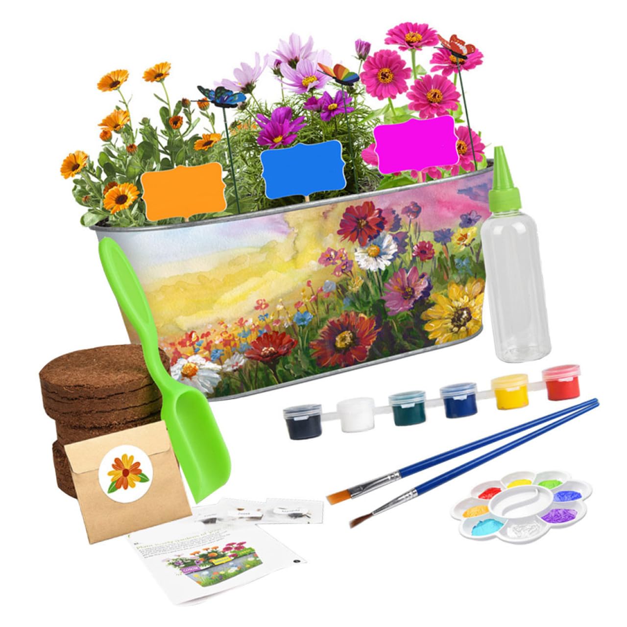 Maceta de Hierro Enseña Botánica y Creatividad para Niños Kit de Jardinería para Plantar Hierbas Aromáticas y Adecuado para DIY y Entretenimiento Familiar DIY Entretenimiento Familiar