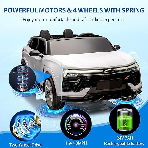 Miniatura 4 de Hetoy Chevrolet Blazer de 24 plazas con licencia de 24 V con control remoto para padres, 3 velocidades, música inalámbrica, reproductor de MP3,
