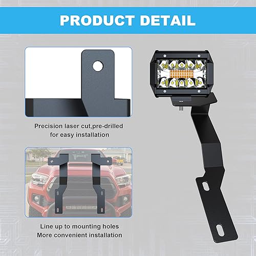 Miniatura 5 de ASLONG 2 unidades de 4 pulgadas blancoamarillo ámbar LED de triple fila de luz de inundación combinada de inundación de conducción, arnés de