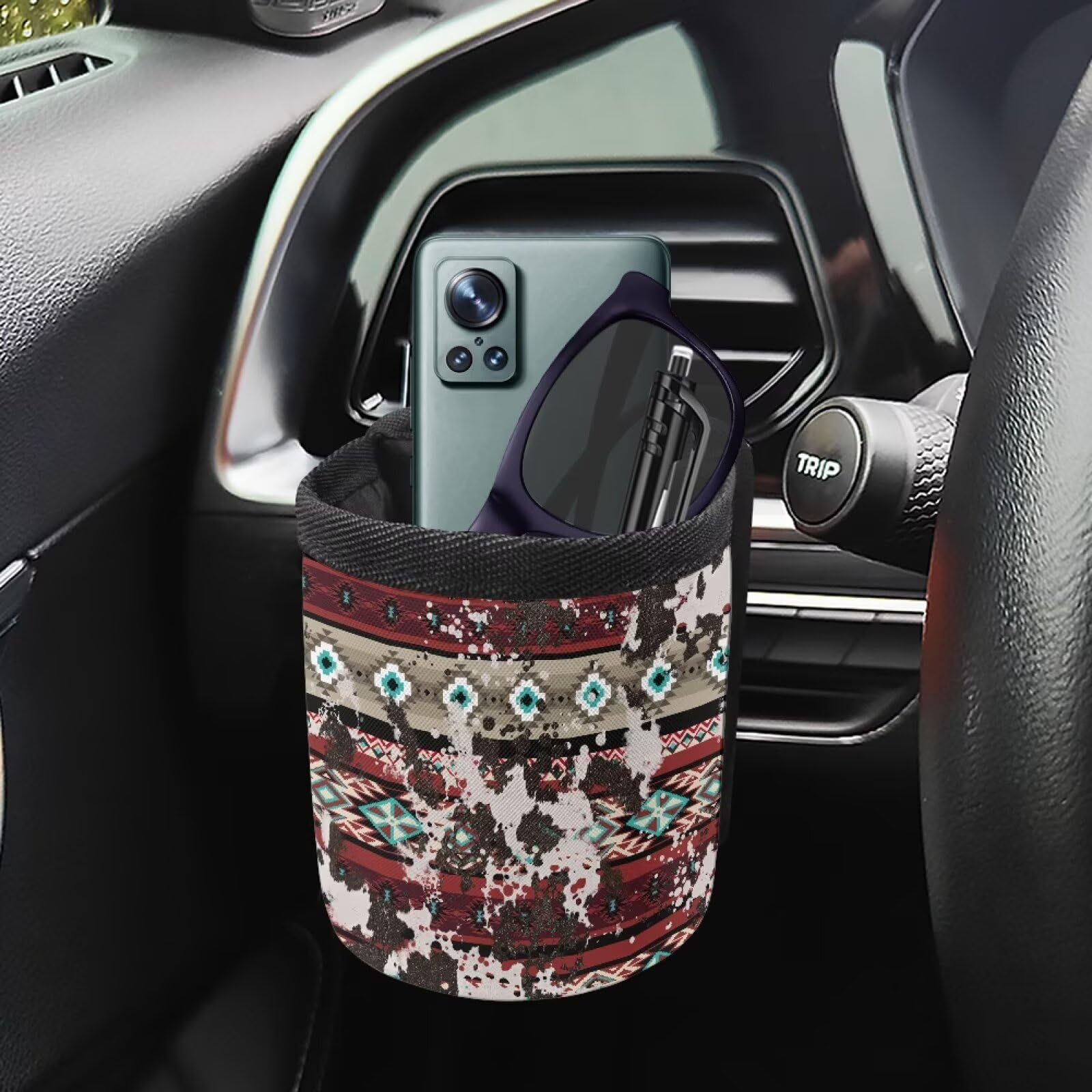 Renewold Car Air Vent Storage Bag Pocket Cars Air Vent Organizer Holder for Phone Sunglasses Southwestern Aztec Snack Pouch Box Compatible with Most Vehicles Automotive Interior Accessories