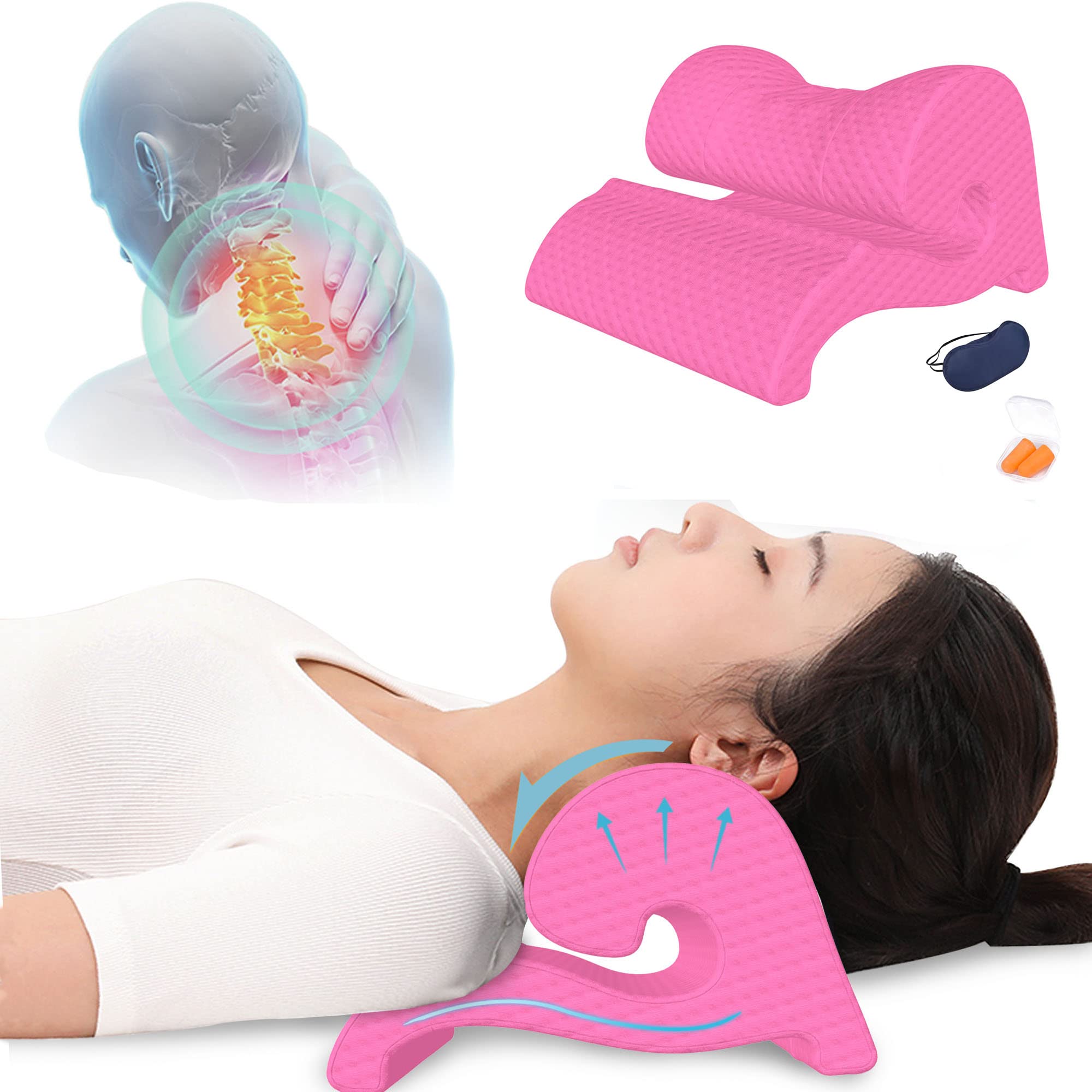 ALEVMOOMRoll over image to zoom in Neck Cloud Cervical Traction Pillow Shoulder Pillow Neck and Shoulder Relaxer Neck Support for Neck Pain Relief, Multifunctional Pillow with Memory Foam