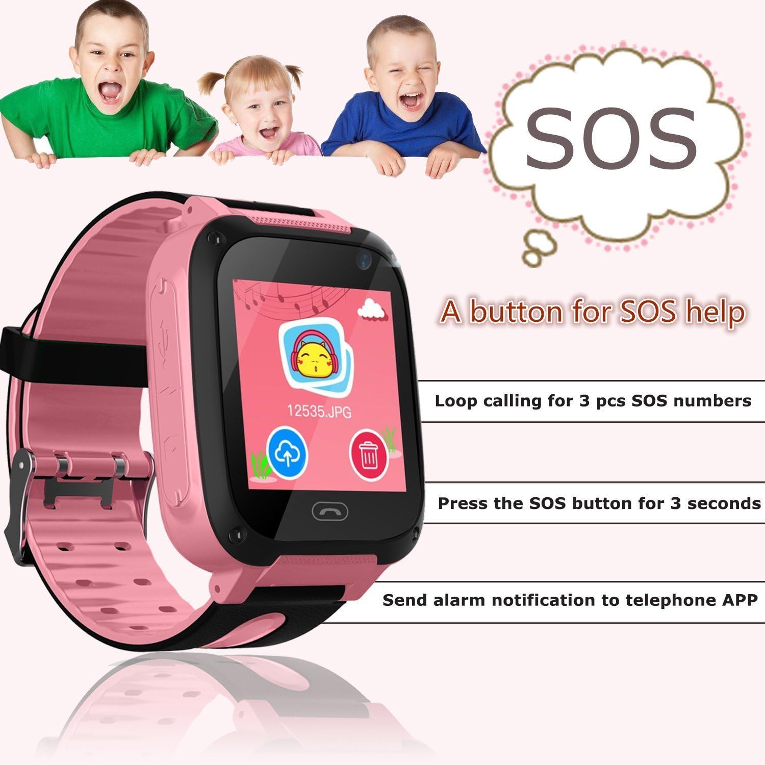 Bambini Smart Watch Phone, GPS Tracker Smart orologio da polso per 3-12 anni Ragazze con SOS Camera Sim Card Slot Touch Screen gioco Smartwatch Giocattoli Regalo per bambini (Rosa) Bambini Smart Watch Phone, GPS Tracker Smart orologio da polso per 3-12 anni Ragazze con SOS Camera Sim Card Slot Touch Screen gioco Smartwatch Giocattoli Regalo per bambini (Rosa)
