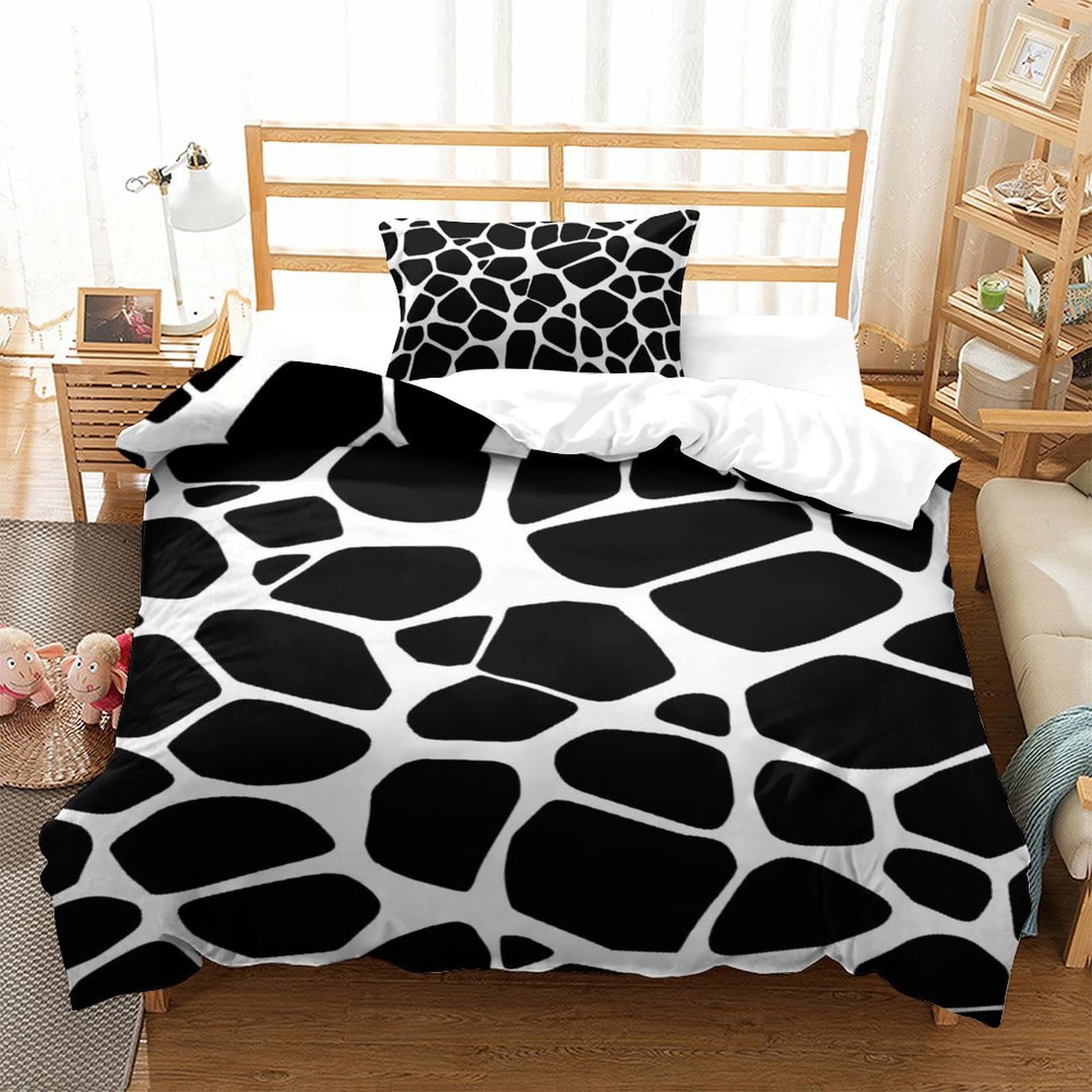 Housse de couette 135x200 imprimé 3D stripes literie microfibre single 3 pièces
