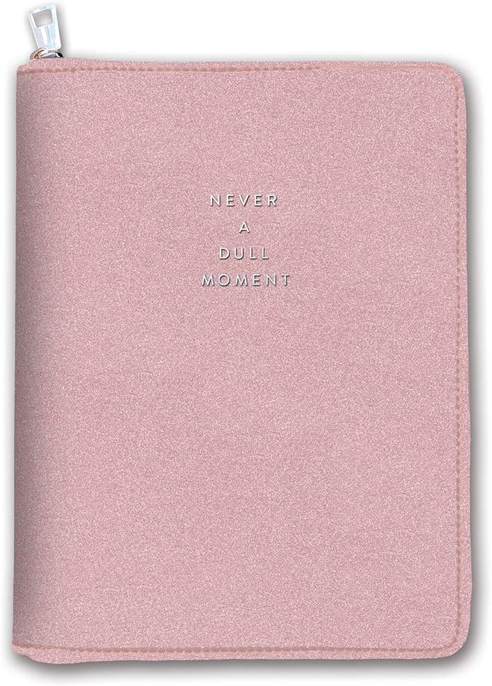 Orange Circle Studio 2021 Leatheresque Zip-Around Folio + Agenda Set, August 2020 - December 2021, Pink Shimmer