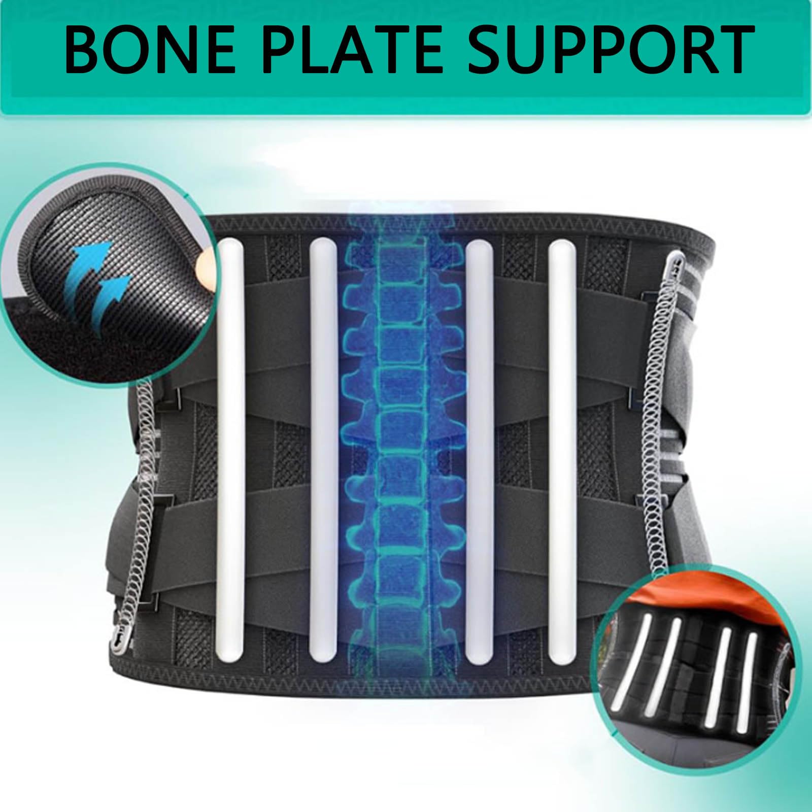 Faja Lumbar, Cinturón de Soporte Transpirable for Espalda, 6 Unidades, for aliviar el Dolor Lumbar, for Hombres y Mujeres, con descompresión Columna, XL(M)