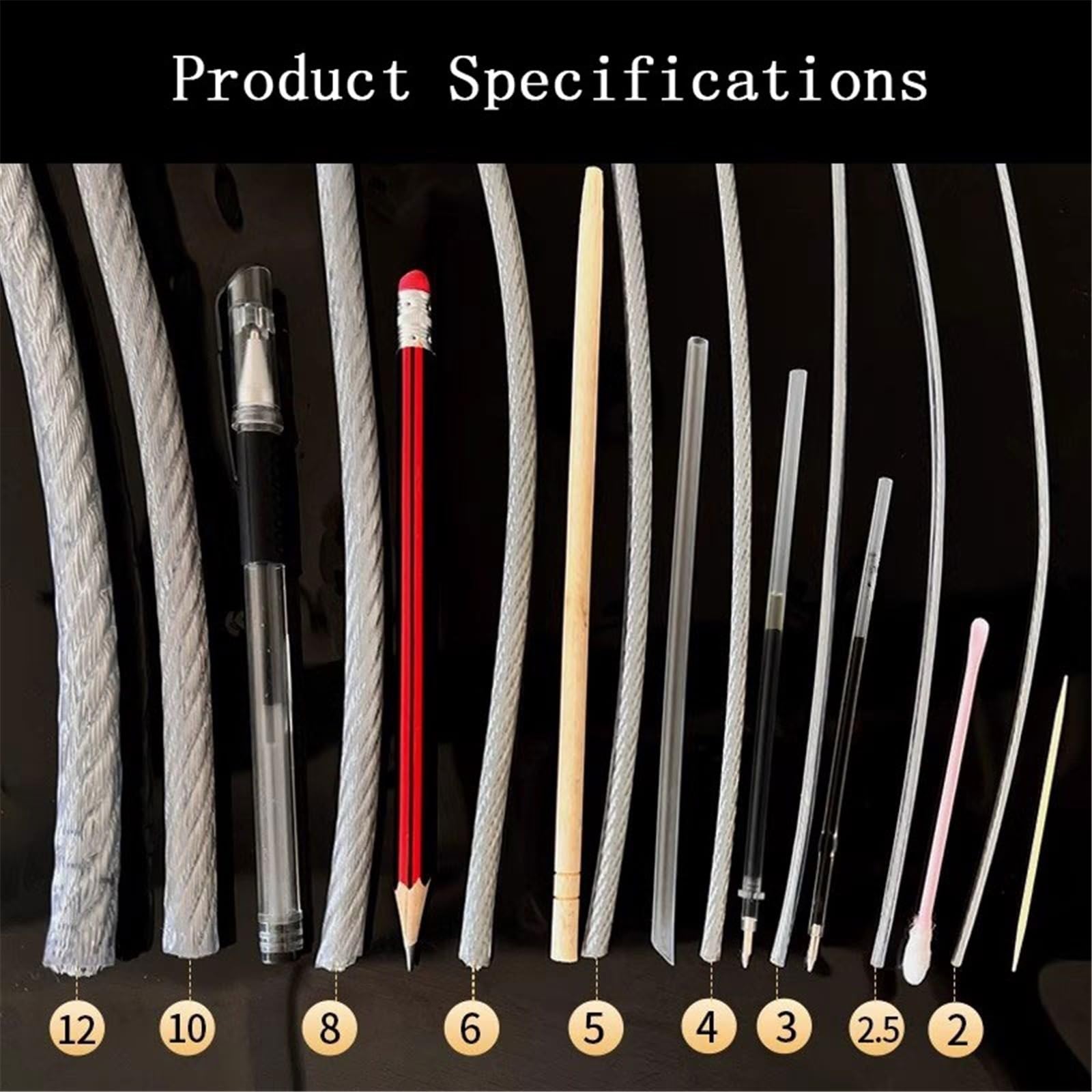 Funi metalliche Cavo metallico zincato da 4 mm rivestito in PVC con chiusure for aste for tende, stendibiancheria e supporto for piante Per uso domestico(M)