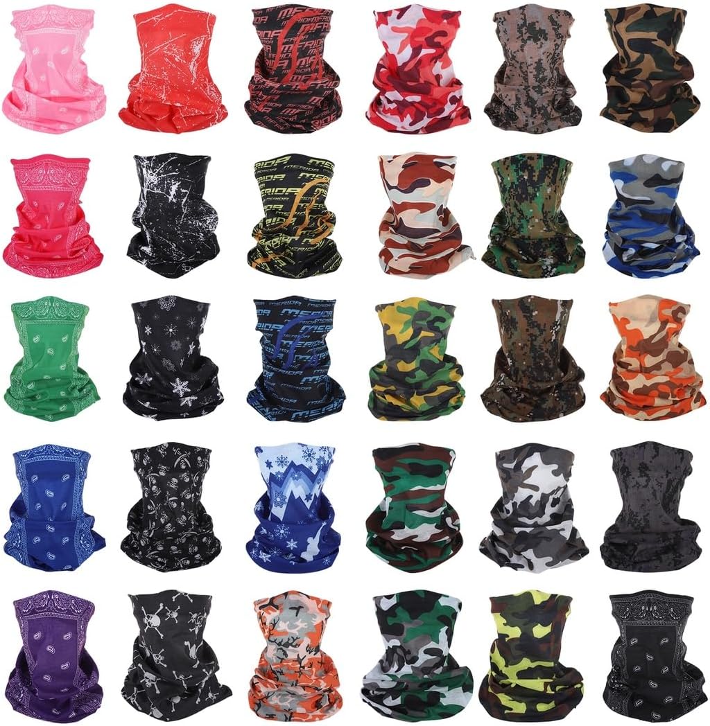 Elastic Sports Scarves Headband, Polyester Fiber Wrap 9.84 X 16.69 Inch, Neck Absorbing Scarves 30 Pcs Head Sweat Gaiters, for Men Women, Running Yoga