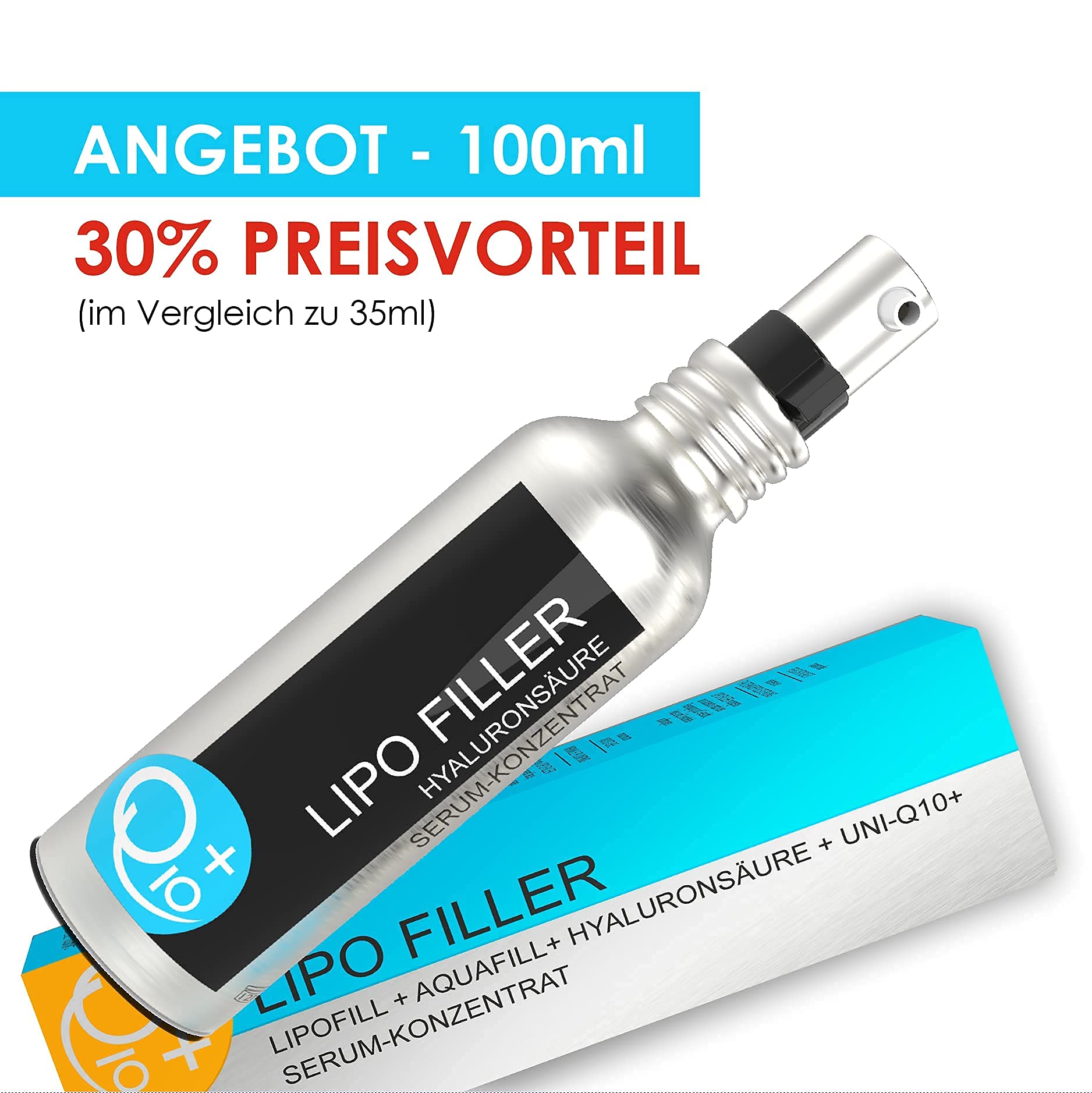 Hyaluron Serum hochdosiert mit Q10 - anti aging - anti Falten Gesichtspflege - Hyaluronsäure Faltenfiller - Porenverfeinerer - nachhaltige Kosmetik aus Deutschland - vegan - 100ml