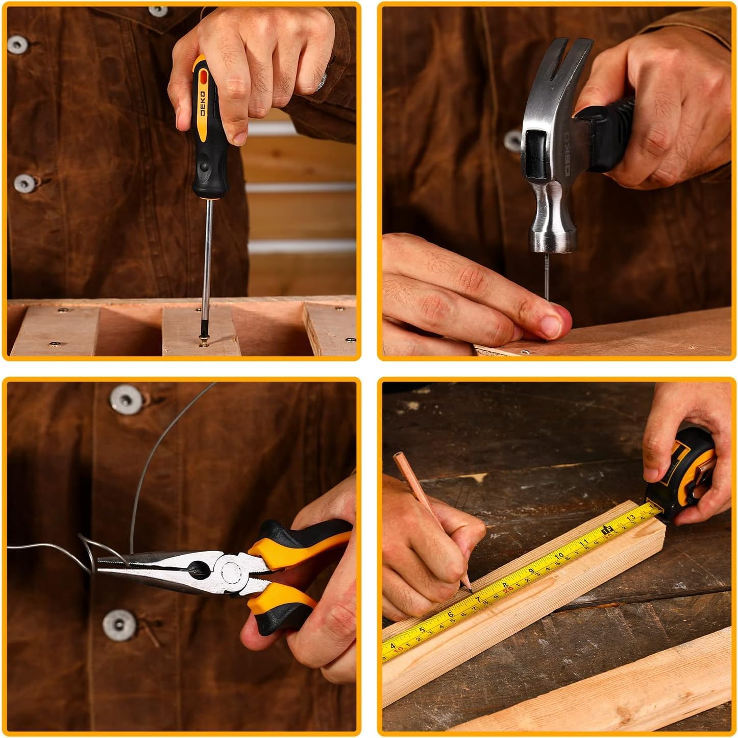 DEKO Caisse a Outil avec Perceuse Visseuse Multifonction Sans Fil 8V, 126 Pièces Malette Outils complete, Ensemble d'Outils avec Perceusepour Réparation, Entretien et Travail