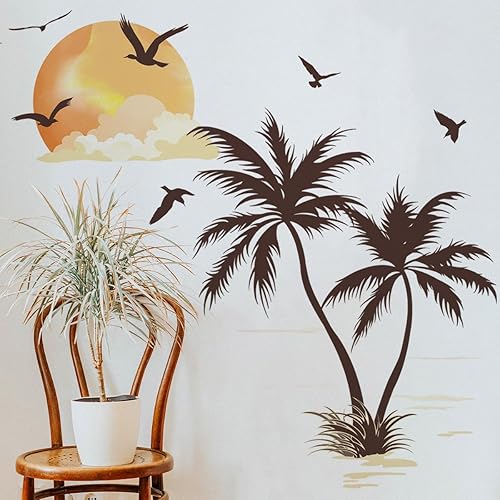 Runtoo Pegatinas de pared de palmera, plantas tropicales bohemias, decoración del hogar, sala de estar, dormitorio, guardería, decoración del hogar
