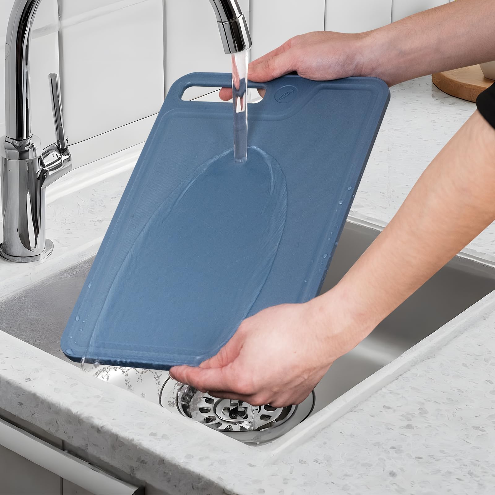 Juego de 4 tablas de cortar de plástico para cocina, aptas para lavavajillas, seguridad alimentaria, diseño antideslizante, ideal para preparación de carne y verduras