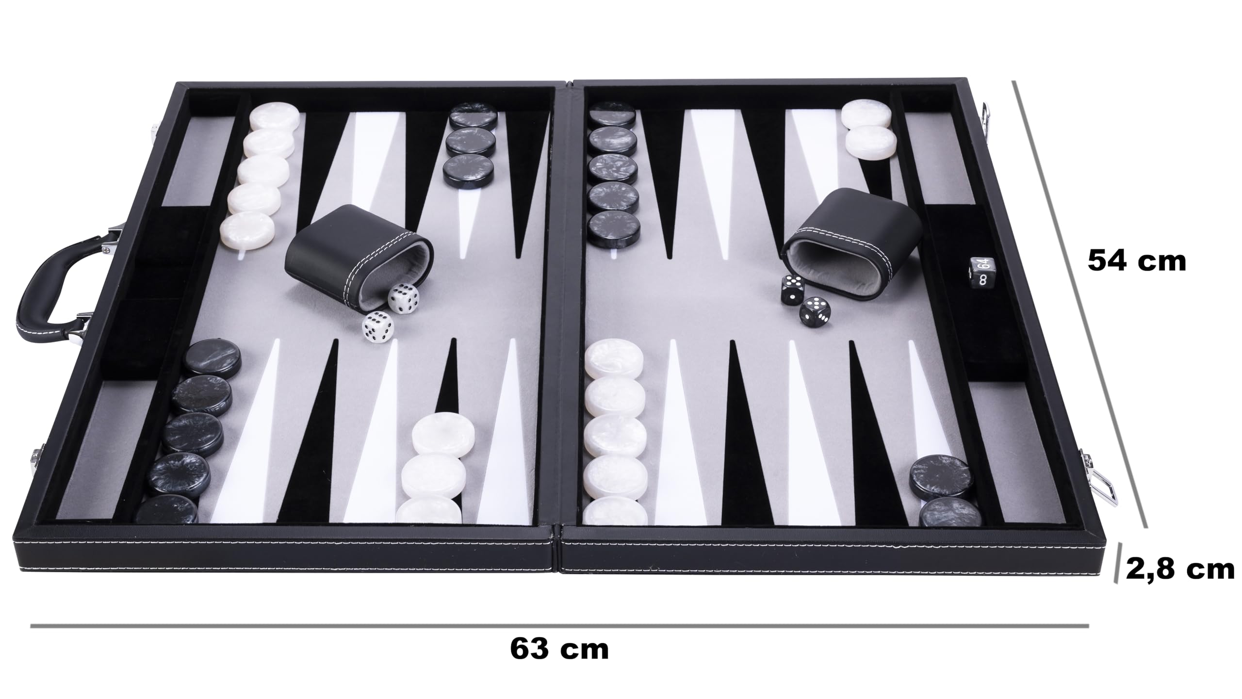 Engelhart - 250537 - Backgammon di Lusso 21 Pollici (54 cm) – Gioco Elegante in Similpelle con Interno in Feltro – Materiali di Alta Qualità