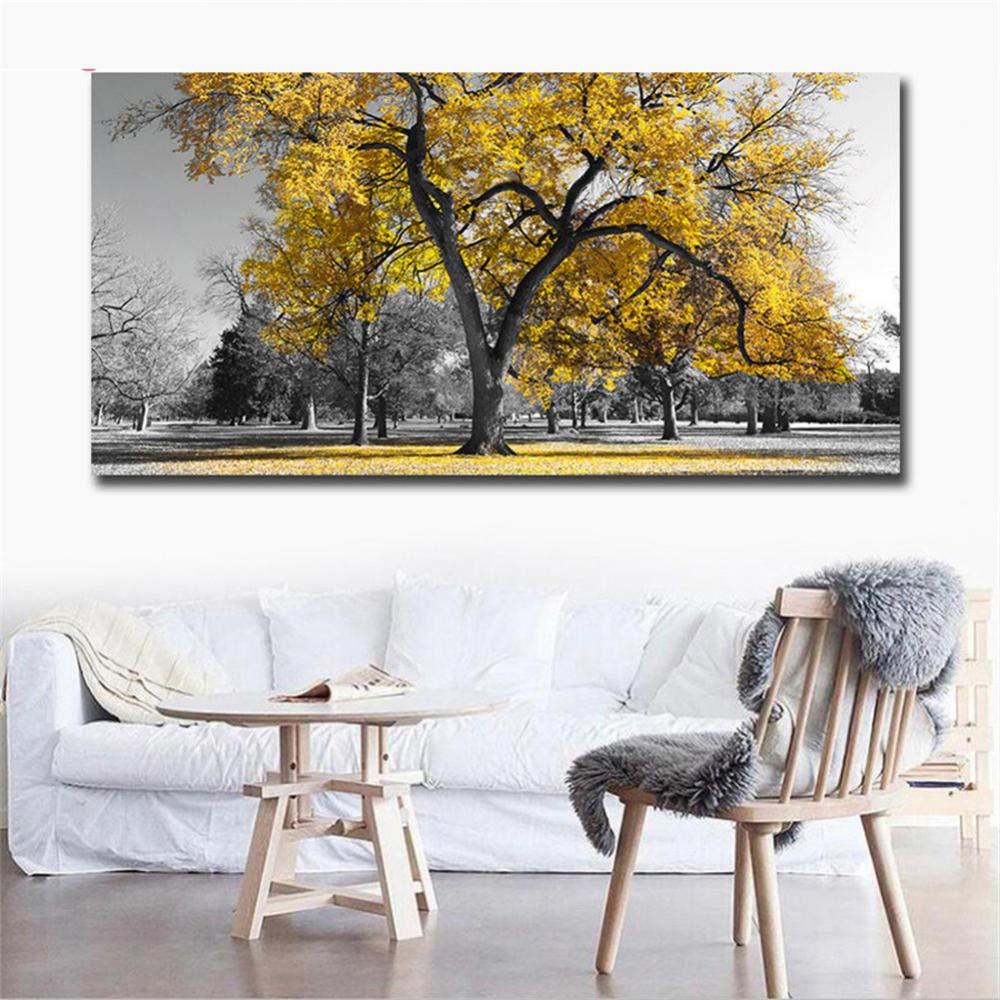 Kit broderie diamant grand arbre jaune 5D cadeau créatif idéal pour petit et grand
