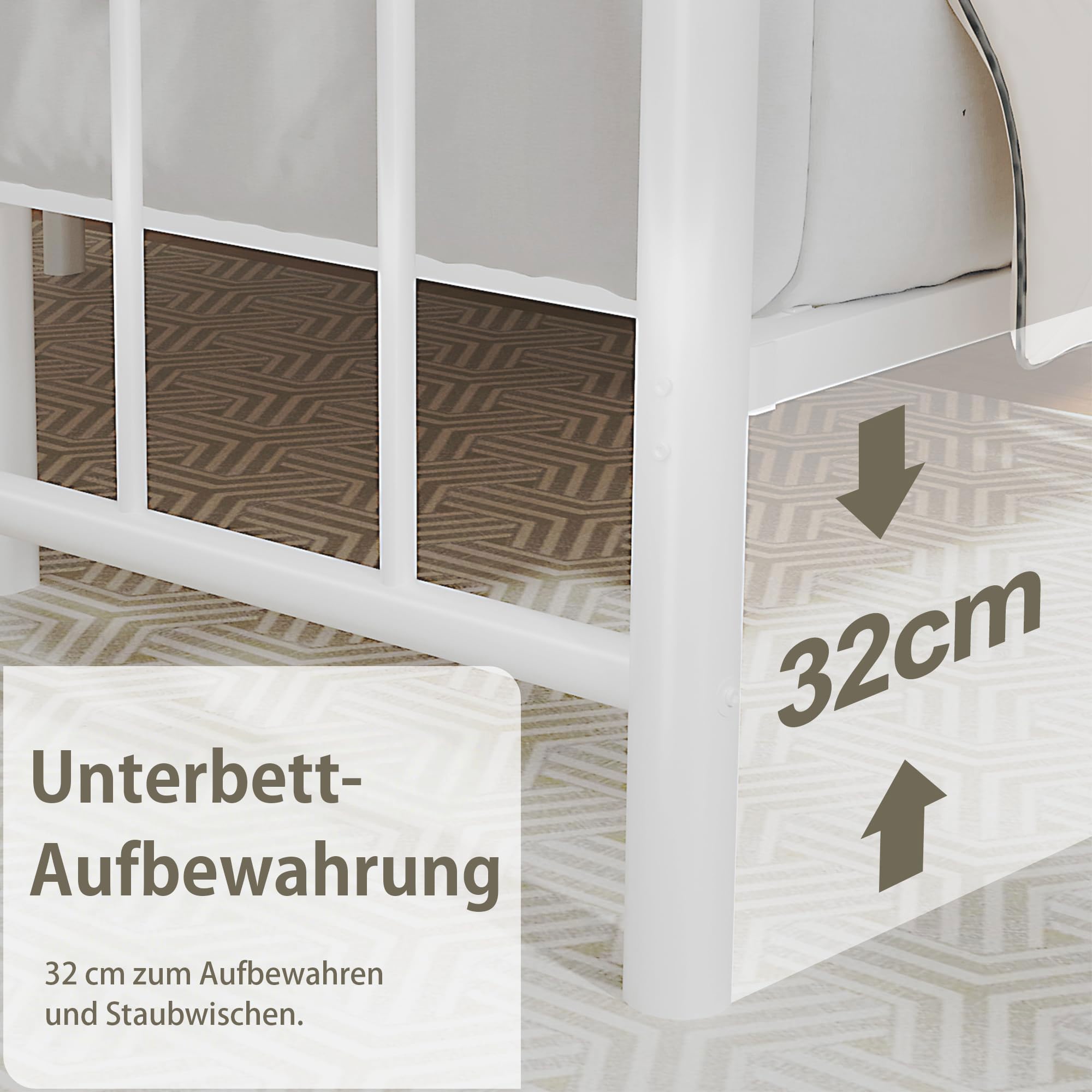VECELO Bedframe 90 x 200 cm, metalen bed met dik houten hoofdeinde en